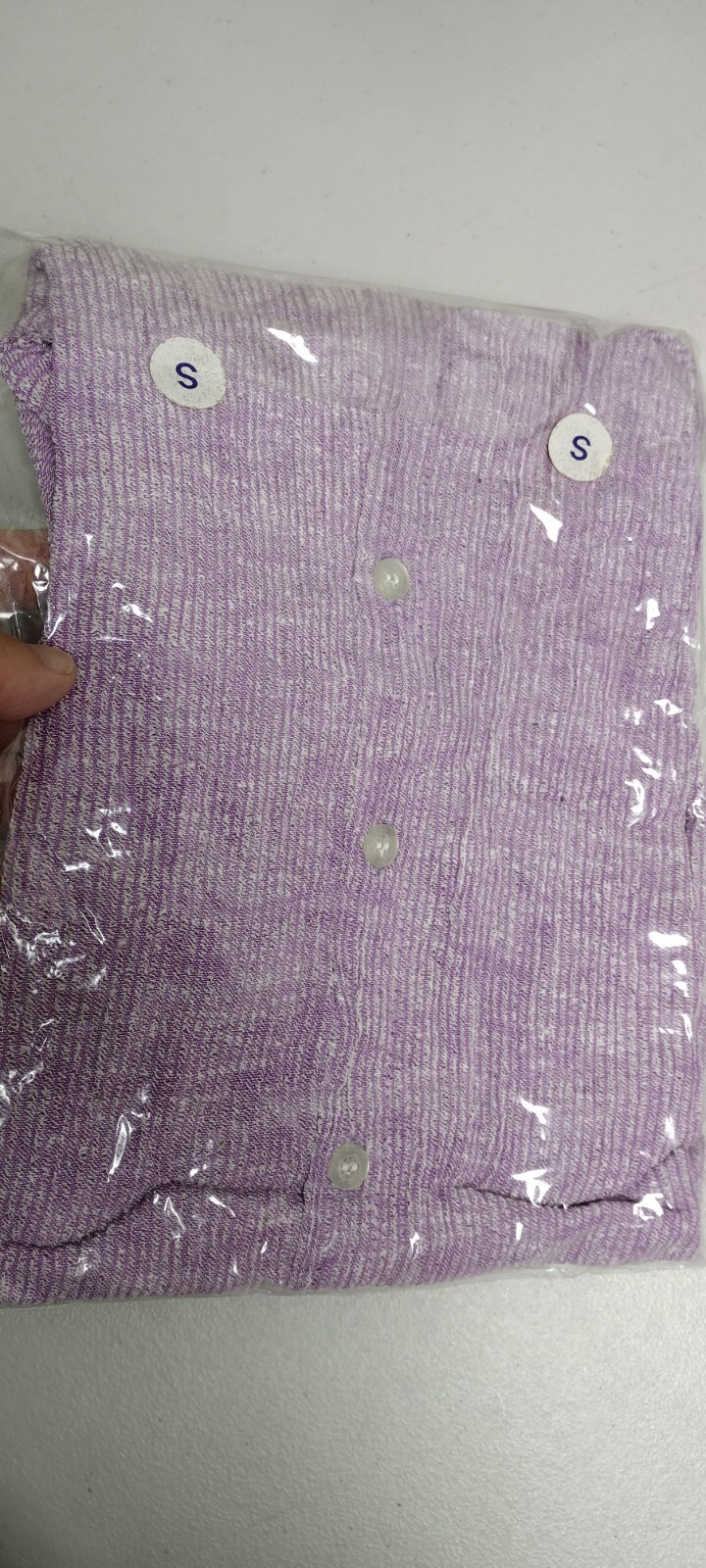 1970s Lavender Shirt Crinkle India Cotton Butterfly Hippie Boho Caftan S/M