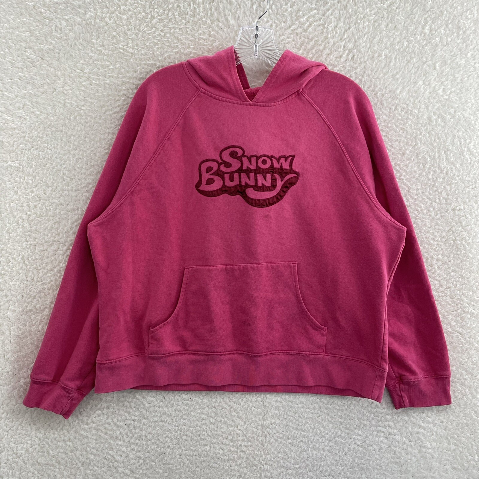 Y2K Vintage Old Navy Hoodie Sweatshirt 2XL Pink Snow Bunny Cyber Fairy Grunge