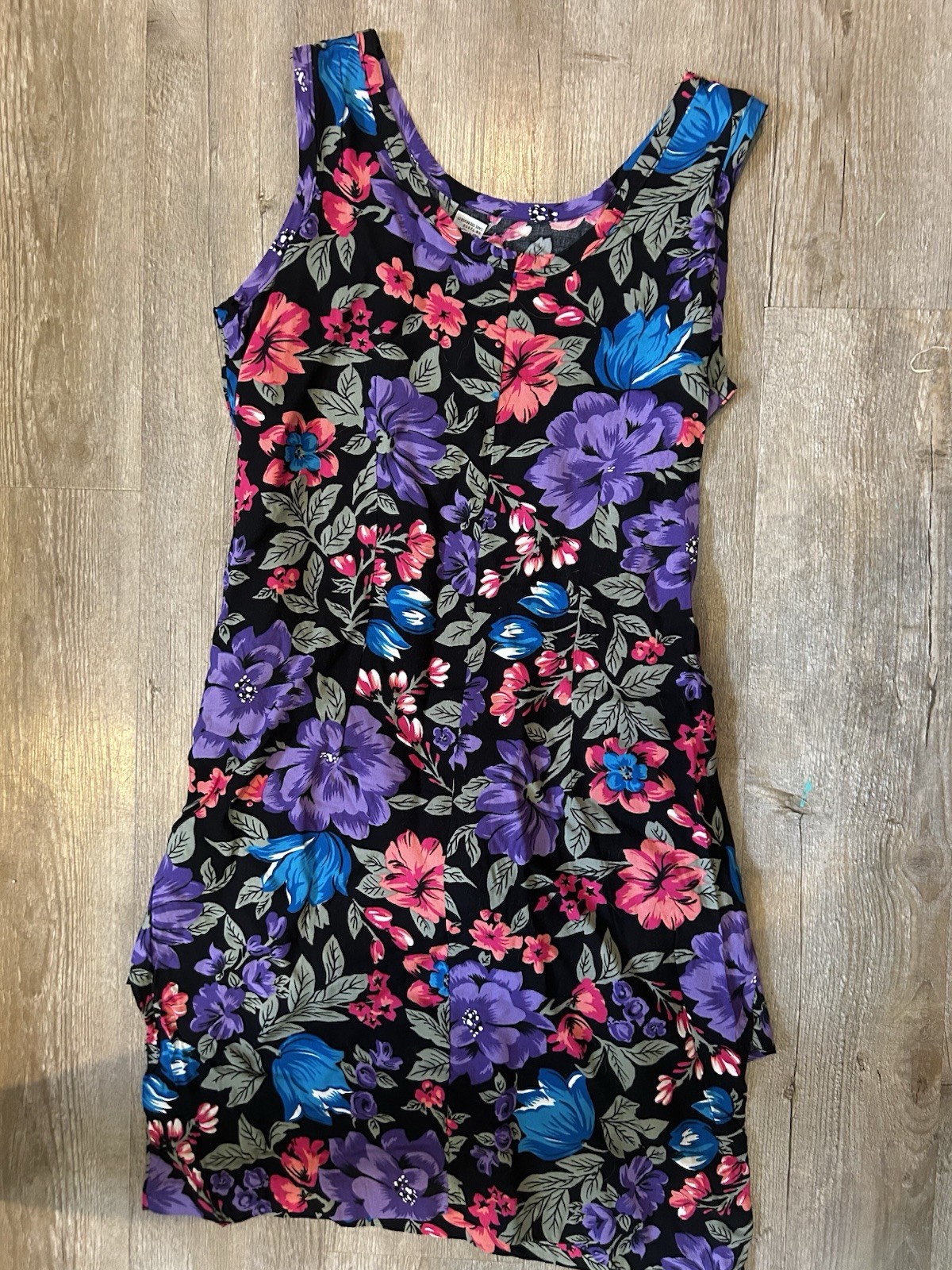 Maggie Lawrence Sport Floral Mini VTG 90’s Dress Faux Wrap Front SZ M Tropical