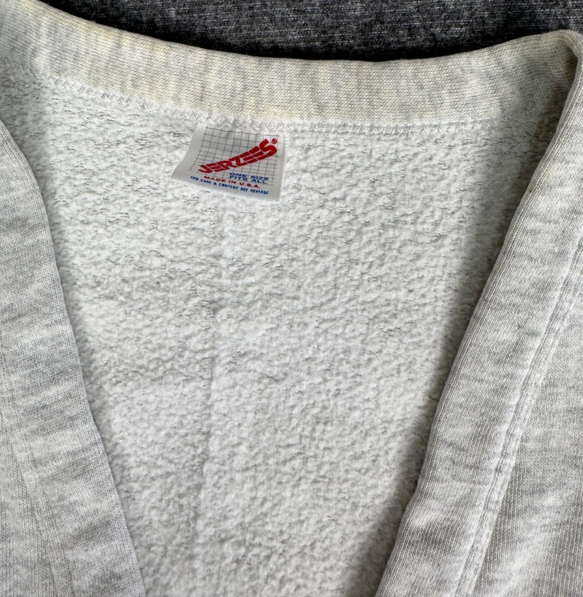 Vtg Jerzees Cardigan Women Gray Pockets Native Indian Granny 80s Iron On