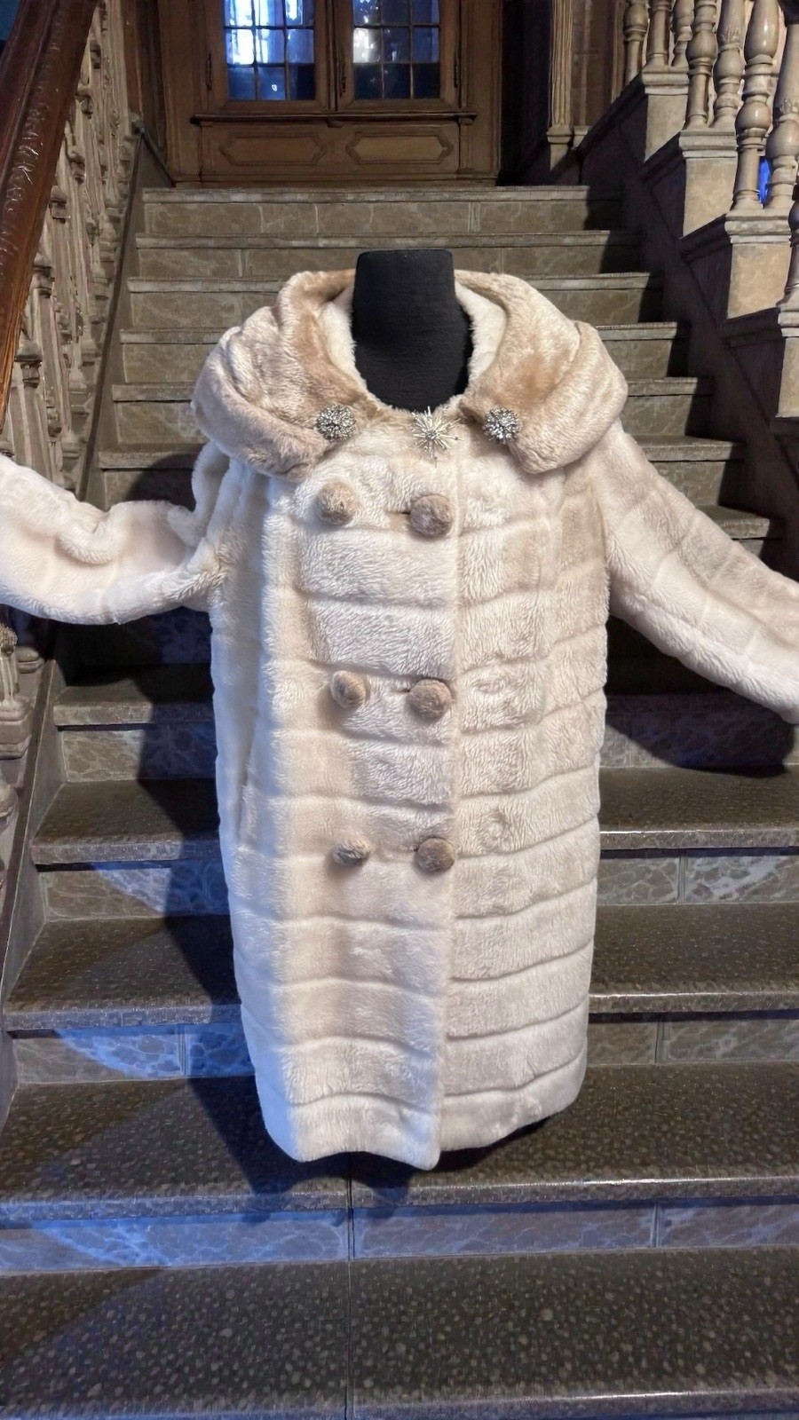 Vintage 1950’s Boho Blended Faux Fur Swing Coat Huge Collar Sz Lg