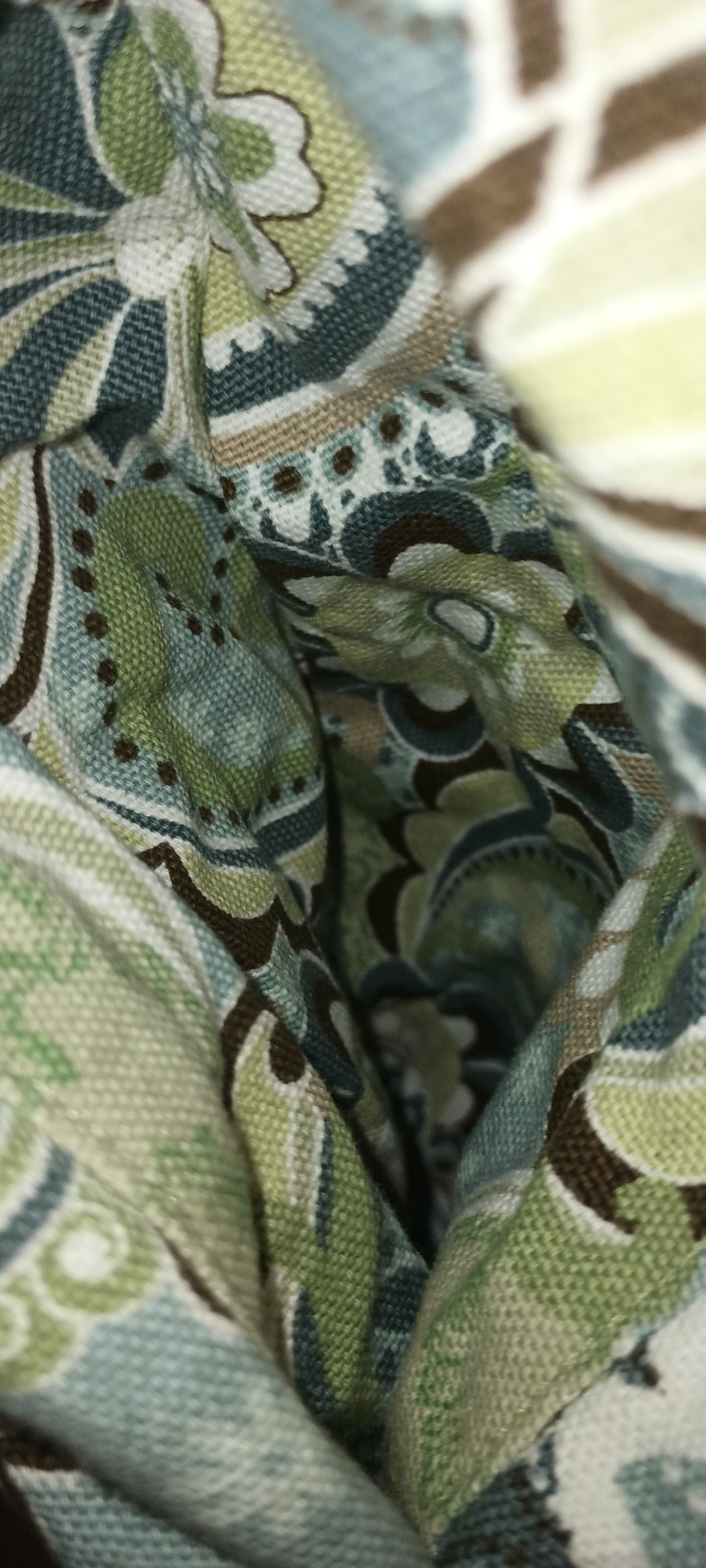 Paisley Blue Yellow Green Long Sleeve Mid Length Canvas Fabric Vintage Coat