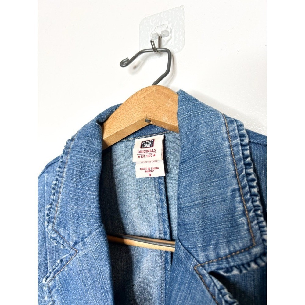 Vintage Faded Glory Y2K Early 2000s Single Button Denim Jean Jacket 8