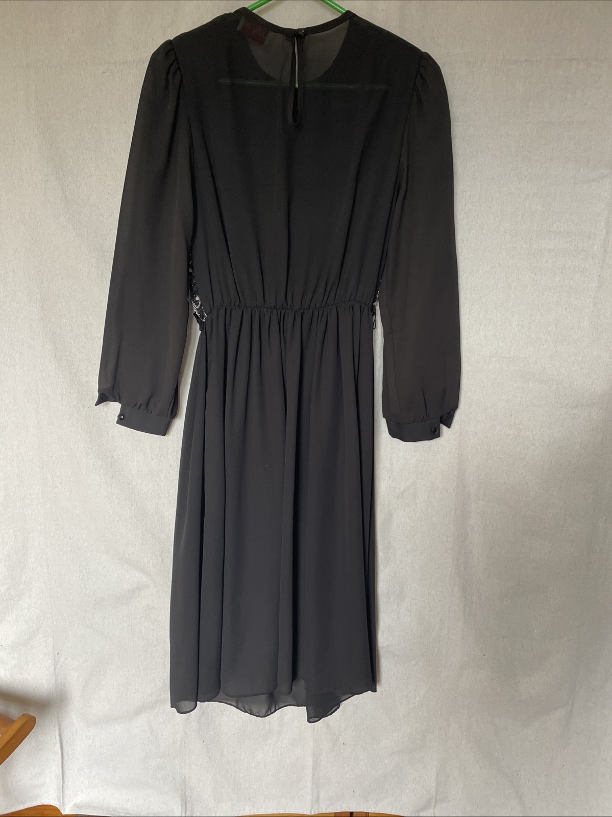 VTG 80s Sheer Dress Glam Sequins Size S/M Dark Feminine Dressy Cocktail Party