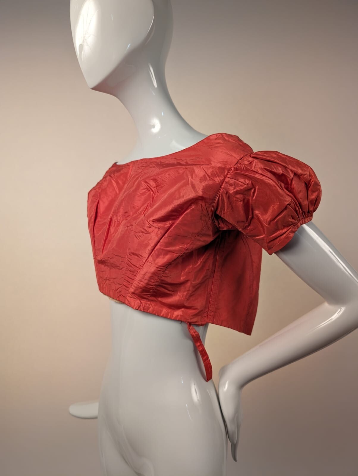 CIVIL WAR 1850’S PINK SILK TAFFETA BALL GOWN BODICE W PUFF SLEEVES