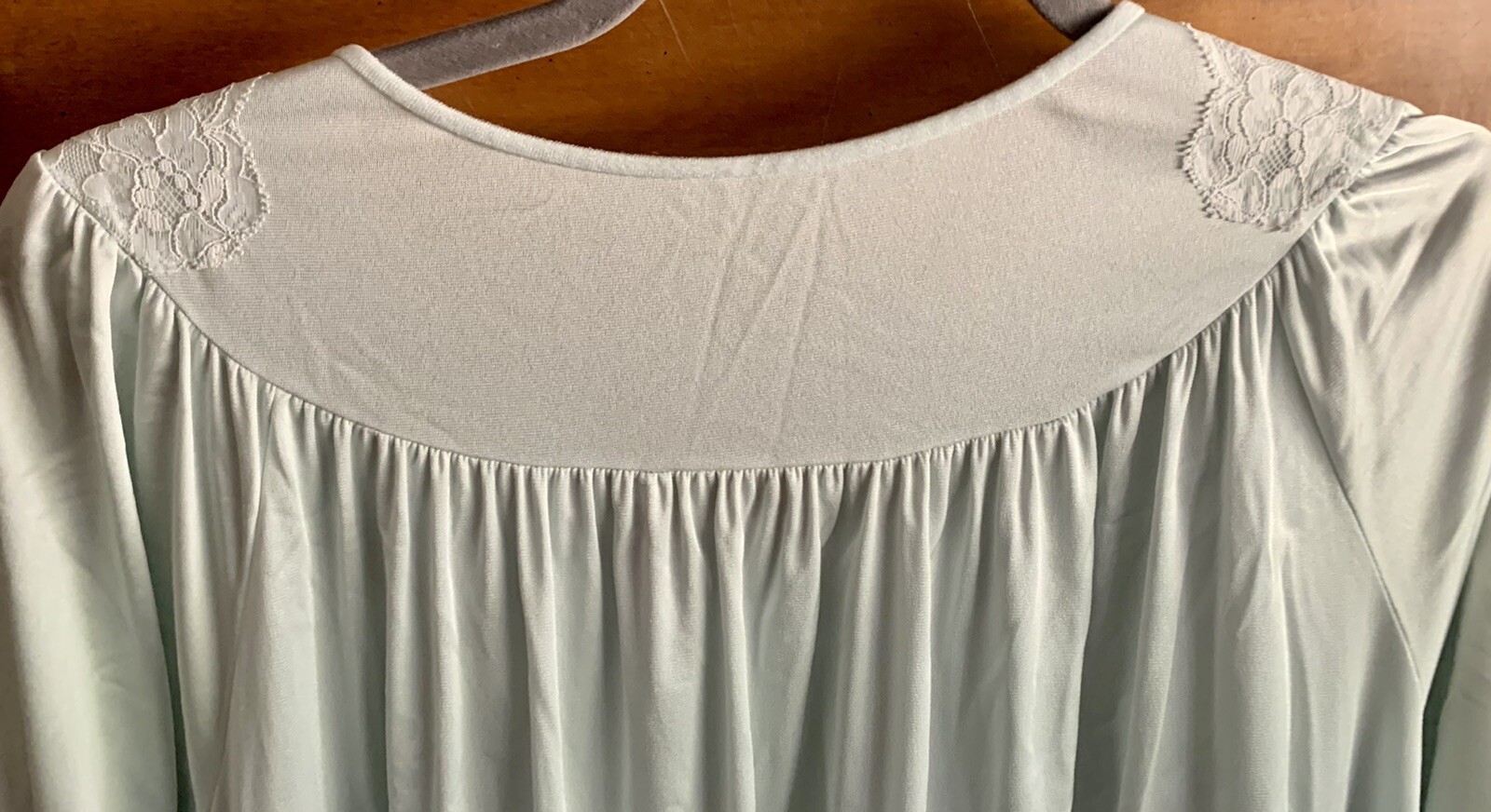 Vintage SHADOWLINE Mint Green & White Lace Nightgown Medium