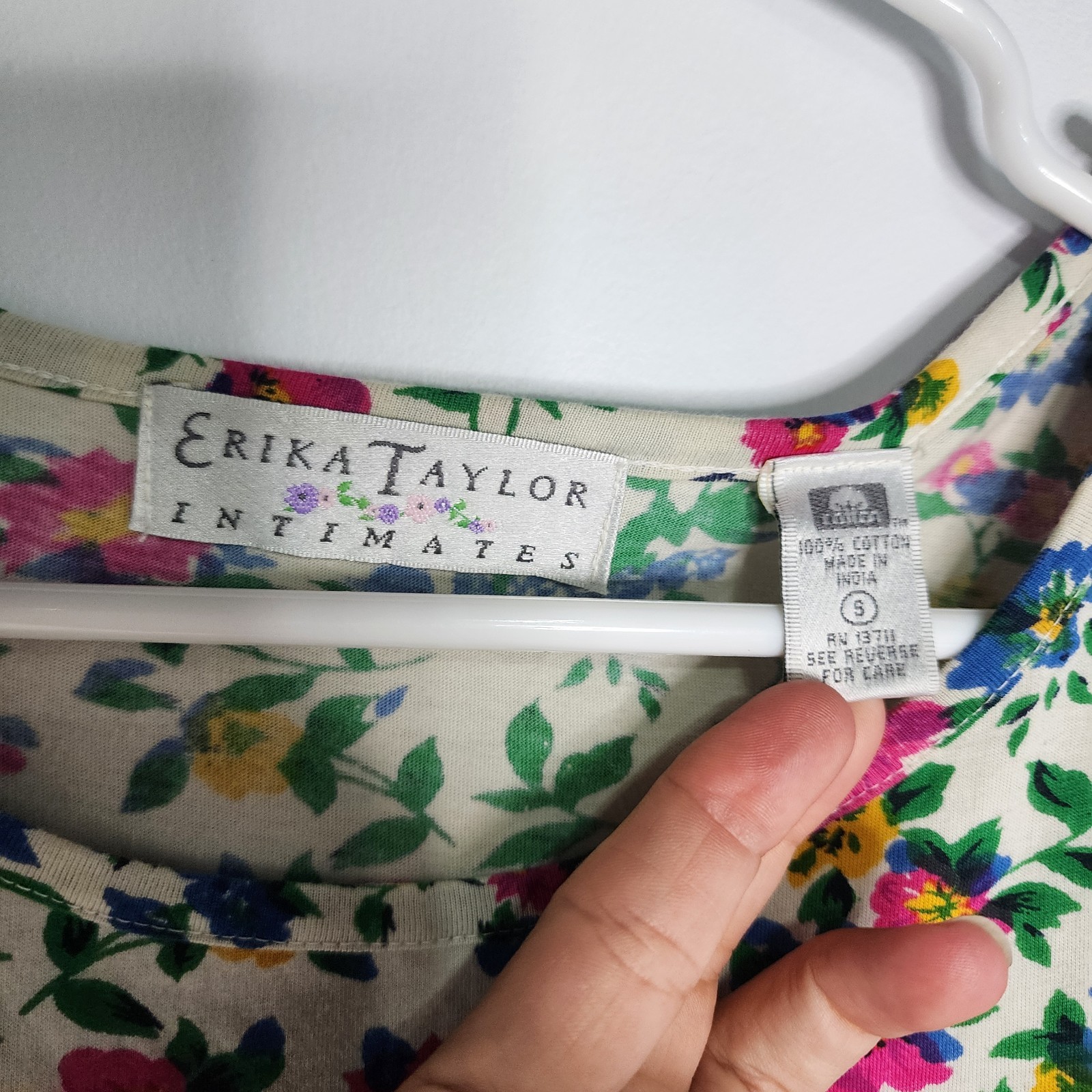 Vintage Erika Taylor Intimates Floral Dress 100% Cotton Size Small