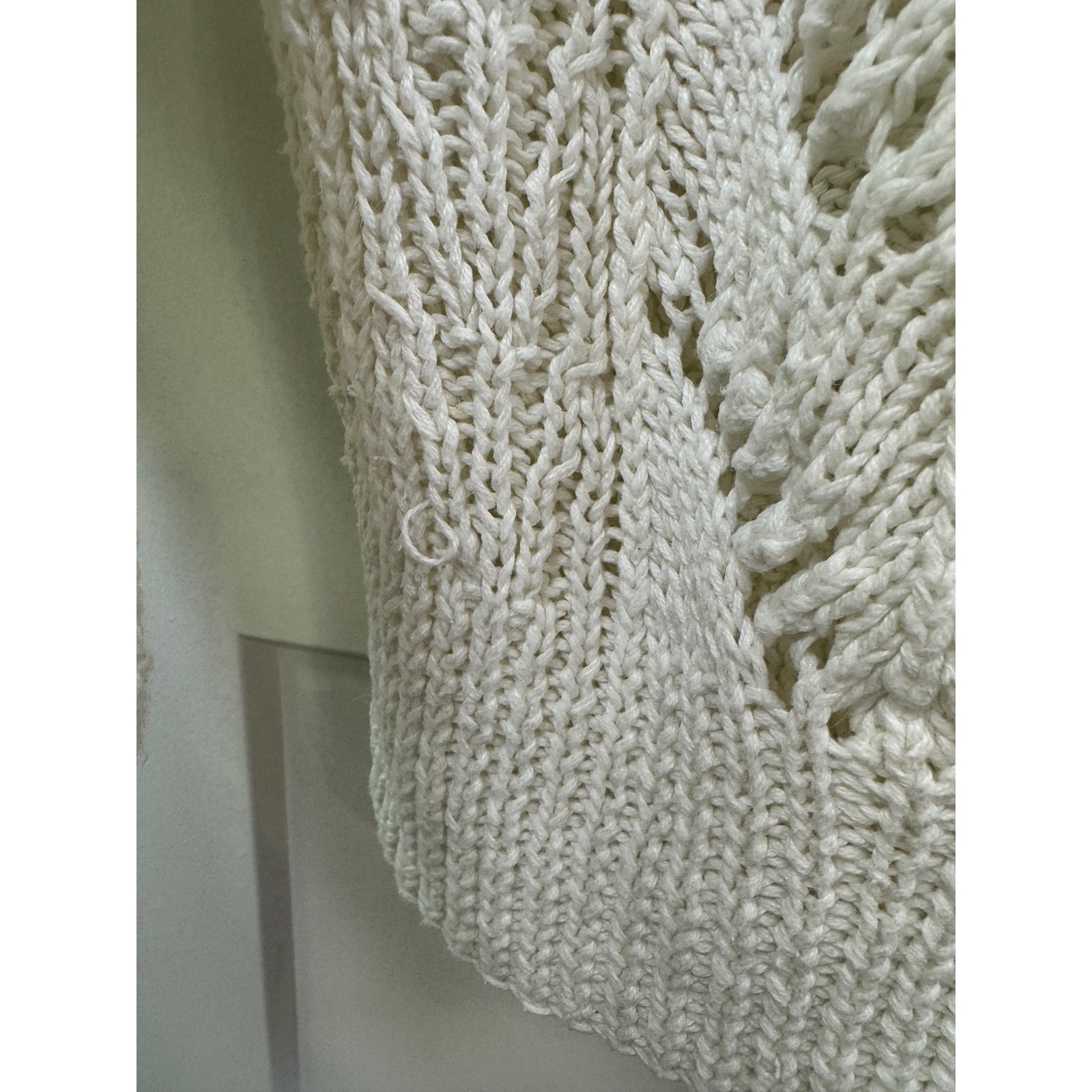 Jennifer Reed Dress Vintage Hand Knitted Cream Ramie Cotton Pointelle Sweater 4