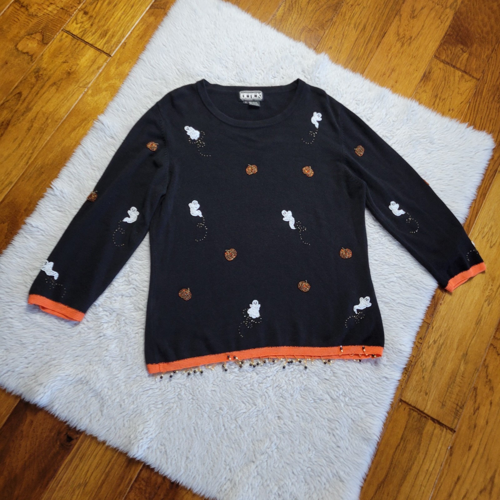 BEREK Takako Sakon Vintage Halloween Sweater Women’s Small Beaded Black
