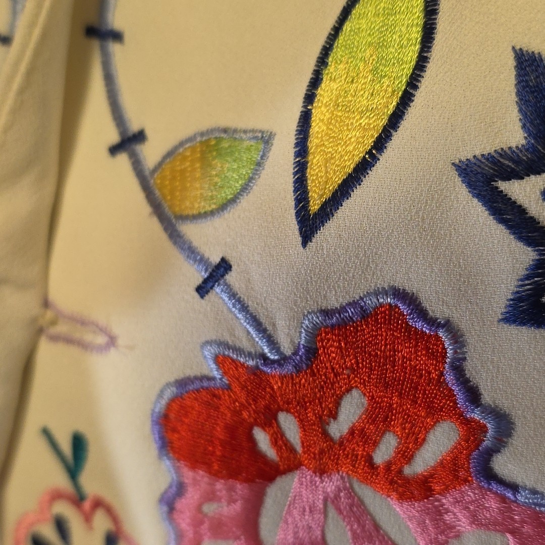 Vtg John Meyer of Norwich Floral Embroidered Jacket Blazer White Sz 16 Romania