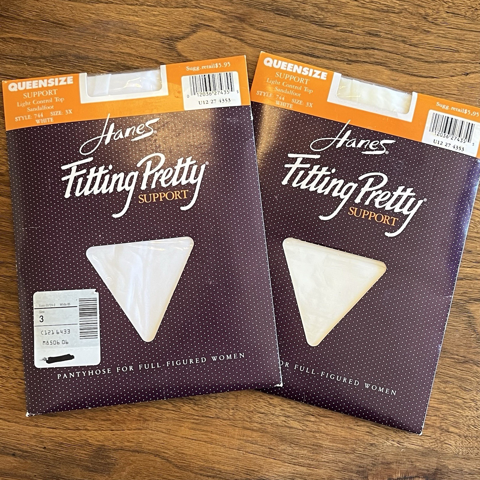 Vtg HANES Fitting Pretty Support Pantyhose Light Control Queen Sz 3X White Sheer