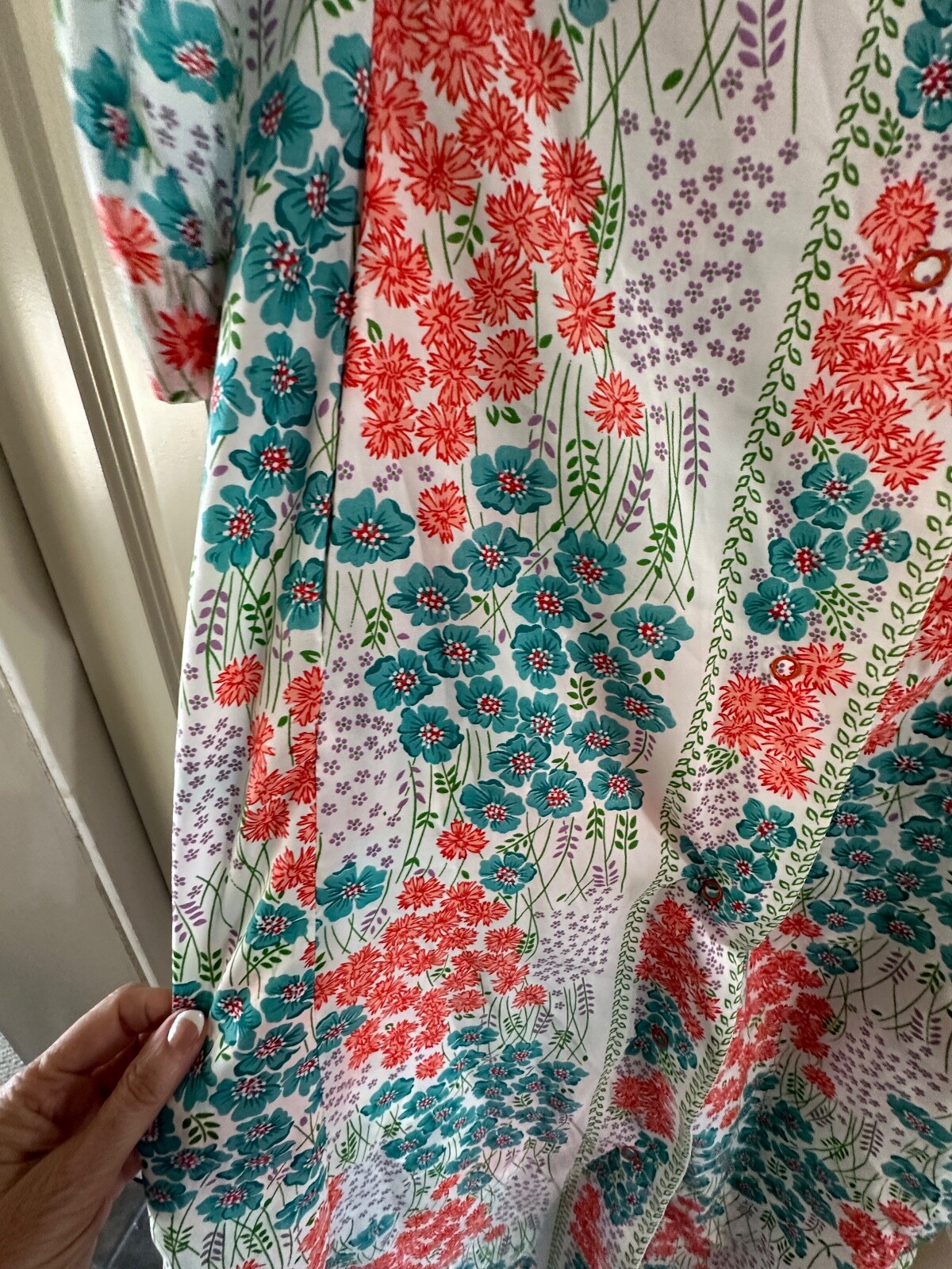 VTG EVELYN PEARSON WOMENS XS FLORAL HOUSE COAT DRESS LOUNGE CLASSIC