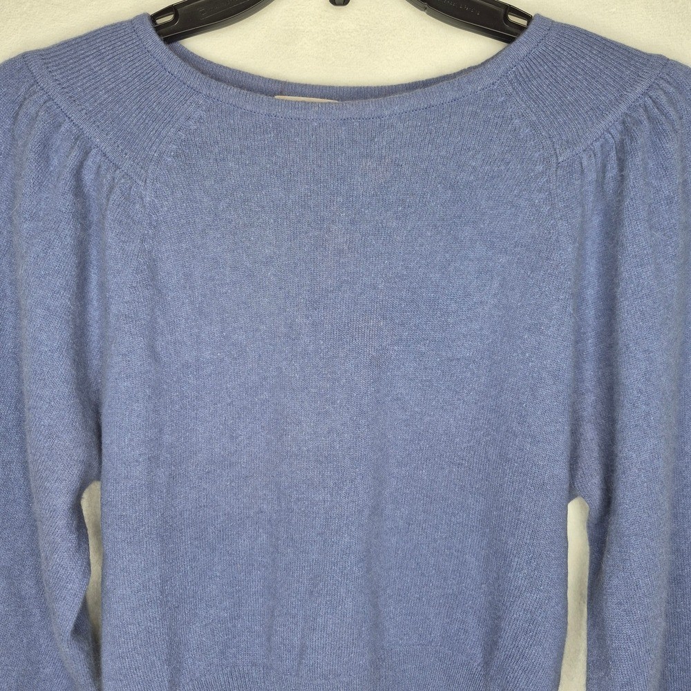 Vintage Carson Pirie Scott Angora Lambswool Puff Shoulder Sweater Blue – M