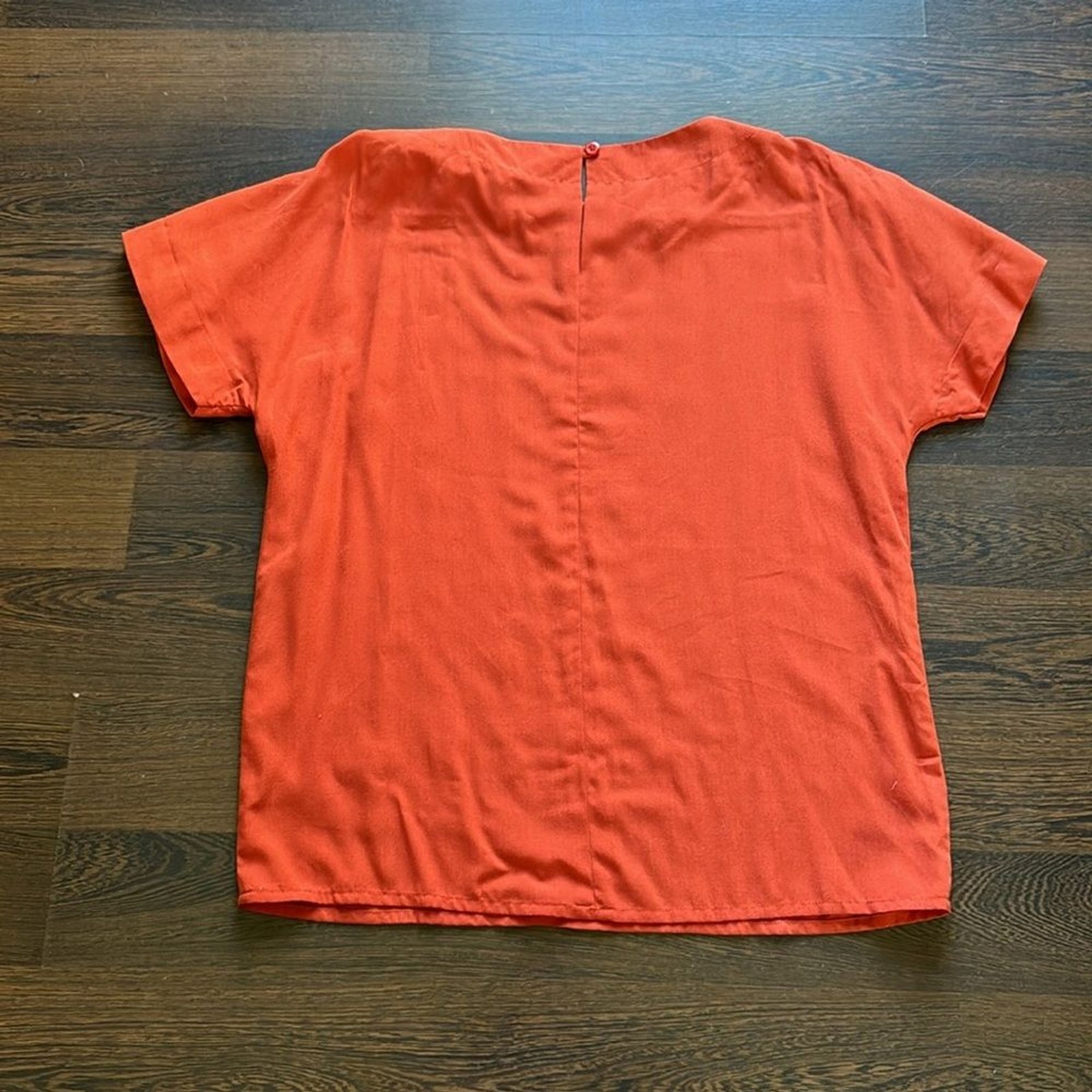 Vintage Stephanie Powers Short Sleeve Blouse Orange Small