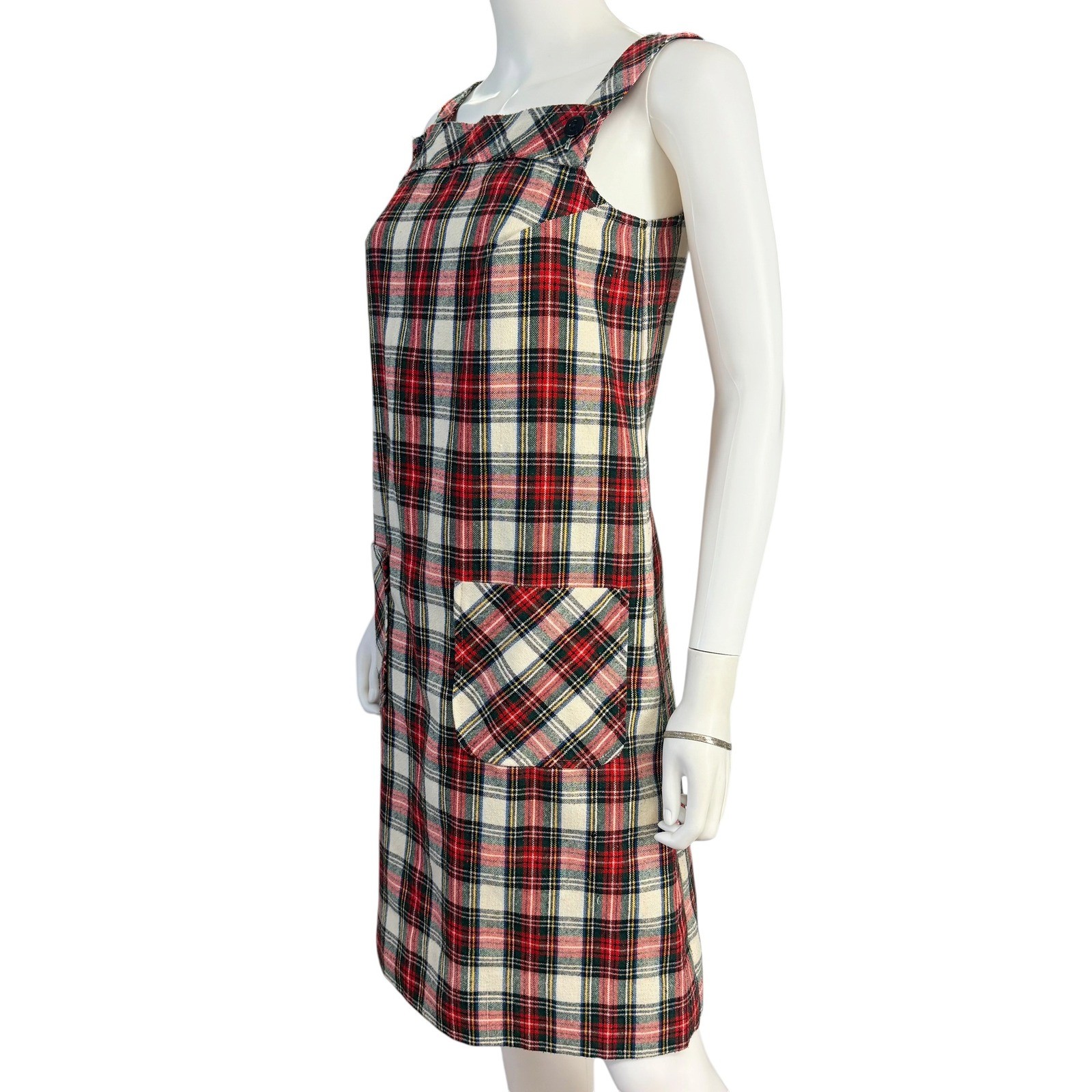 Sears JR Bazaar Vintage Plaid Pinafore Jumper Dress Dark Academia Preppy Cottage