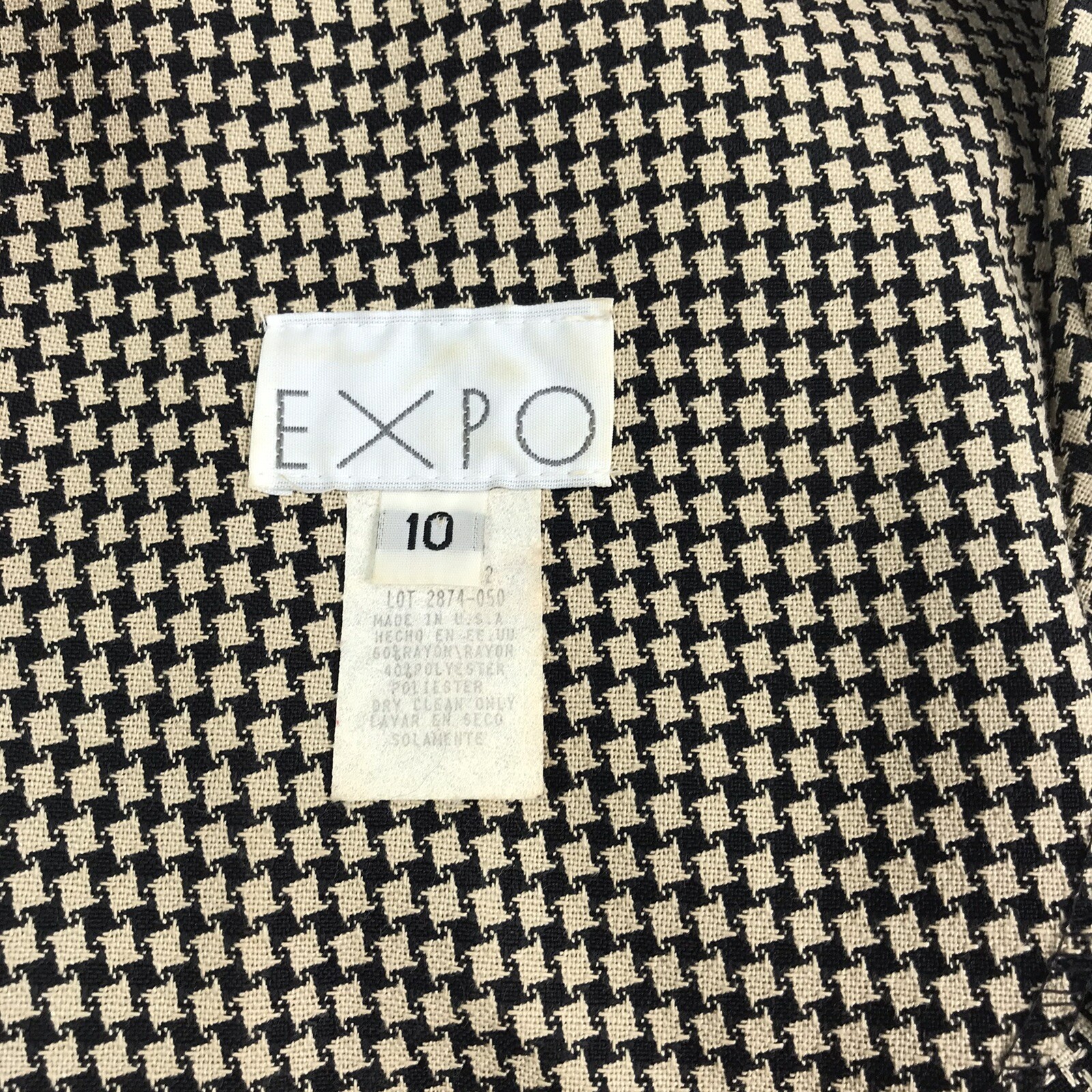 Vintage Dress EXPO Mod 10 MCM Plaid Houndstooth Checked Wrap fringe belted