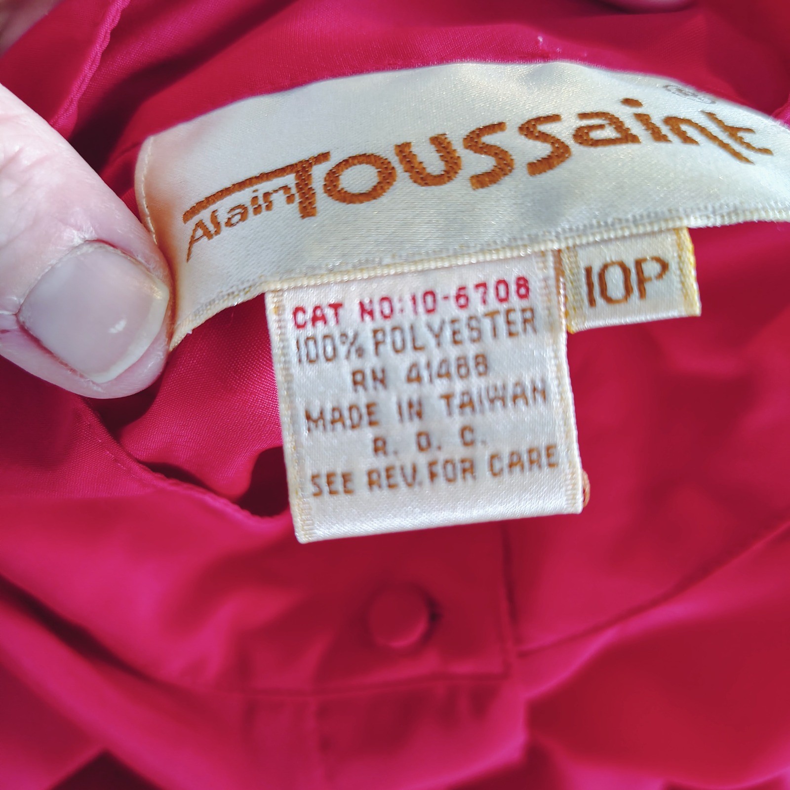 Alain Toussaint Vintage 80s Red Belted Midi Dress Mock Neck Shoulder Pads 10P