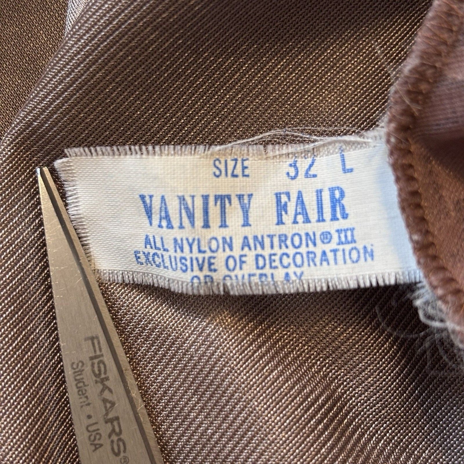 VTG Vanity Fair Mocha Brown Nylon Lace Trim Nightgown Camisole Slip Dress 32L