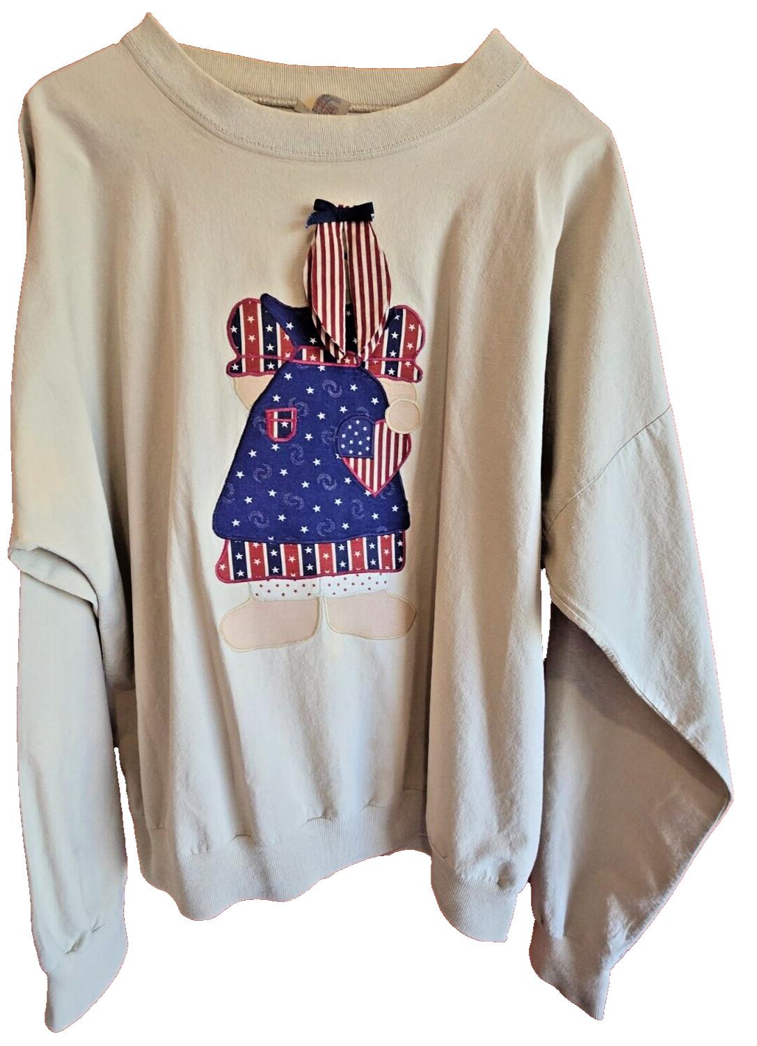 Vintage Quitman USA Brand Women’s Large Cream-Color Long Sleeve Shirt Bunny READ