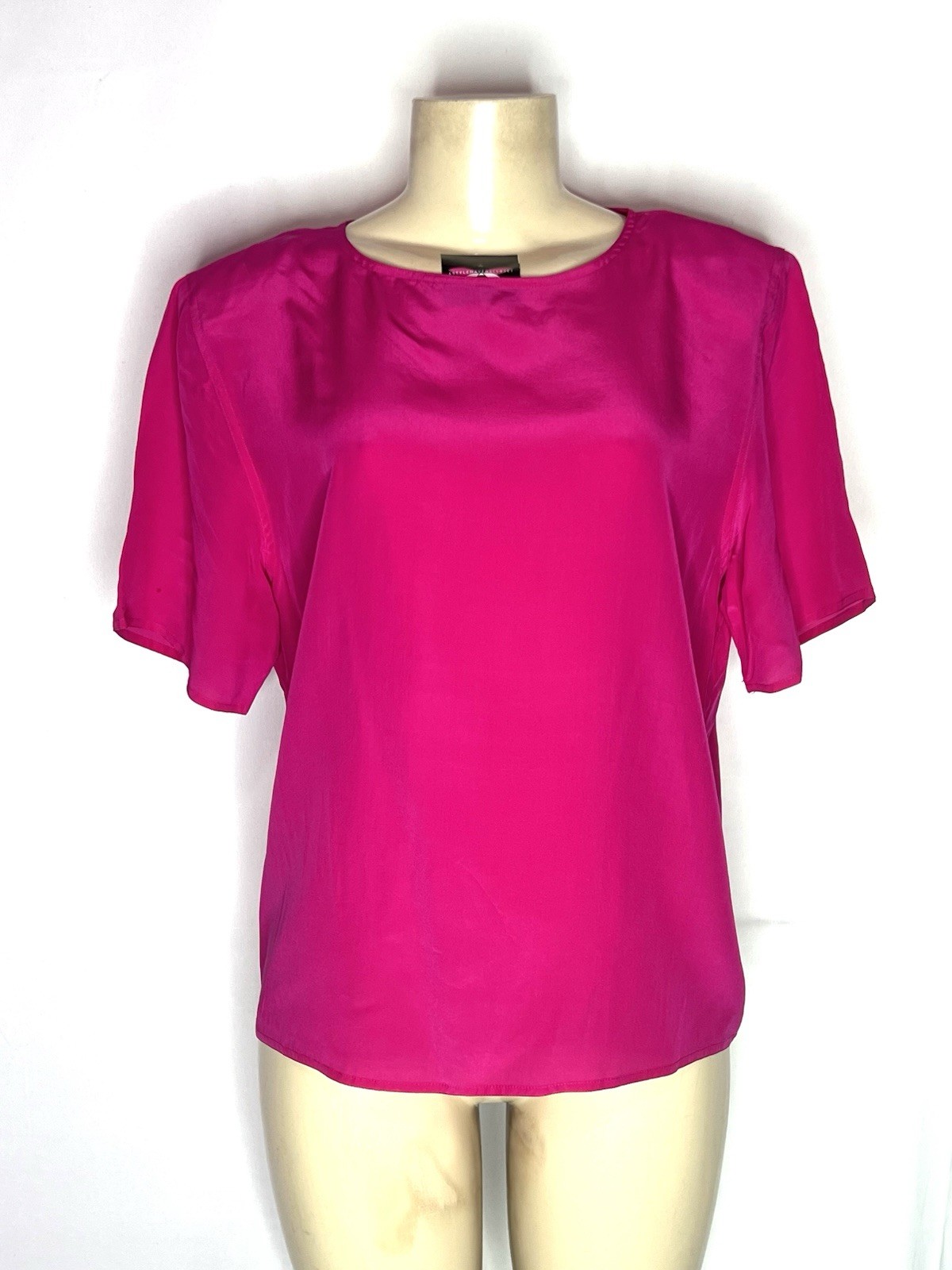 VINTAGE CHRISTIE & JILL 100% SILK BLOUSE W/SHOULDER PADS SZ LG
