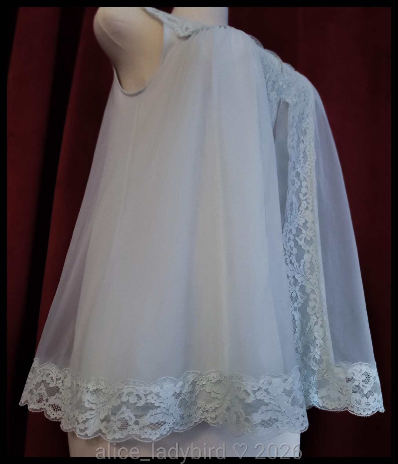 Vintage BABYDOLL Short GOWN Sweep SILKY Mini Dress CHIFFON Top Sheer Vest S/M/L