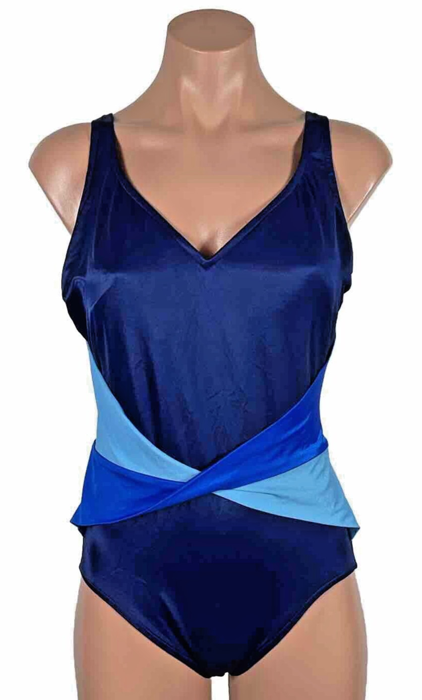 Vintage 60s 70s Women’s Swim Suit Rose Marie Reid French Blue 1 pc NWT sz 14