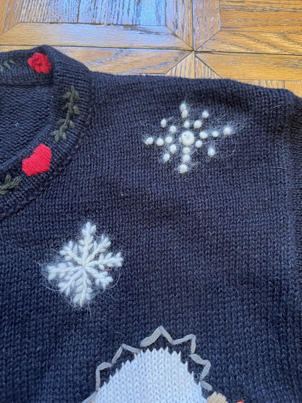 Vintage Quacker Factory S Snowman Peeking Cat Cardigan Sweater Christmas Holiday