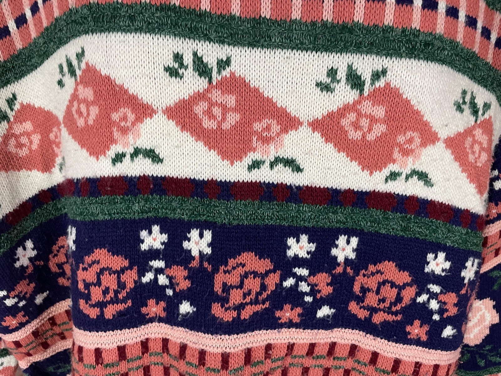 vintage 80s 90s funky country floral sweater – sz 2XL oversized w 3/4 sleeves –
