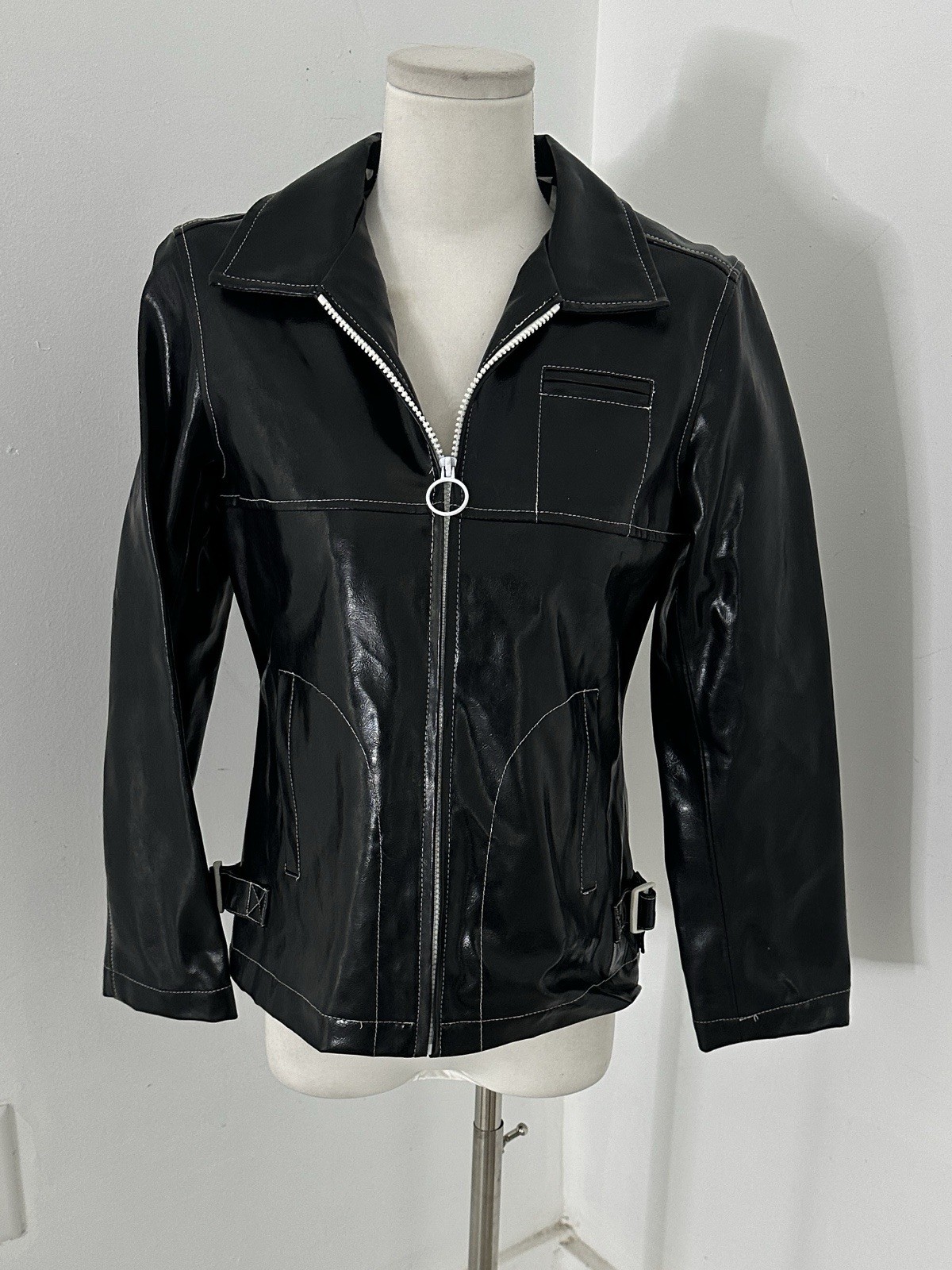Vintage Y2K Does 60s Mod Liquid Look Patent Vegan Leather Limited Too Jacket