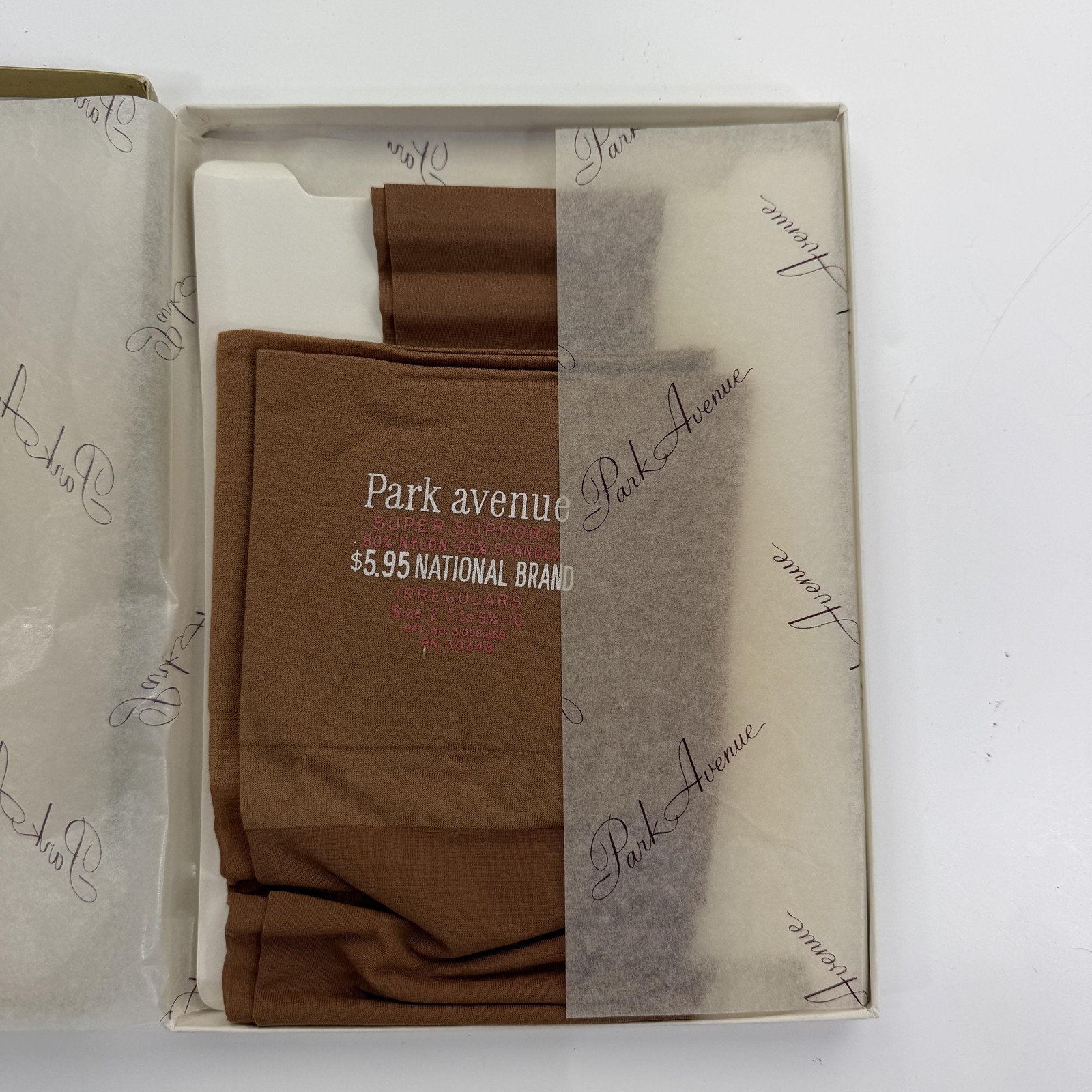 Park Avenue Support Hose Womens M Beige N485 Lycra Super Stocking Nylon Vintage