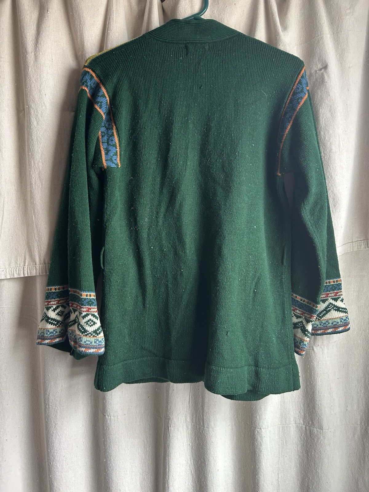 Vintage Rose Cardigan Size M Women’s Sweater Cottage Core Granny Knit Green 70s