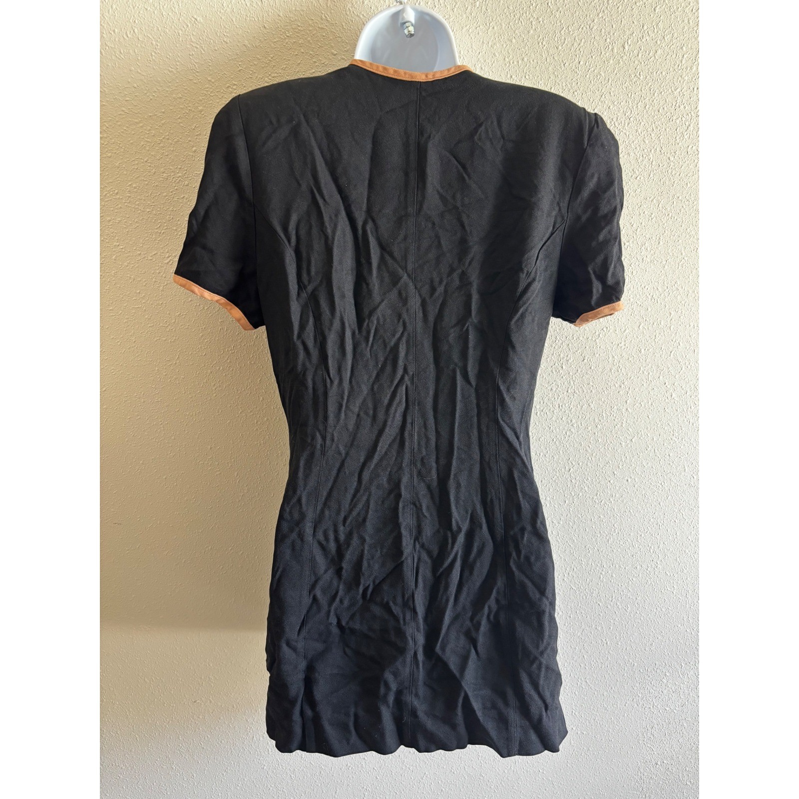 Danny & Nicole Jacket 12 Black Vintage Short Sleeve Button Front Contrast Trim