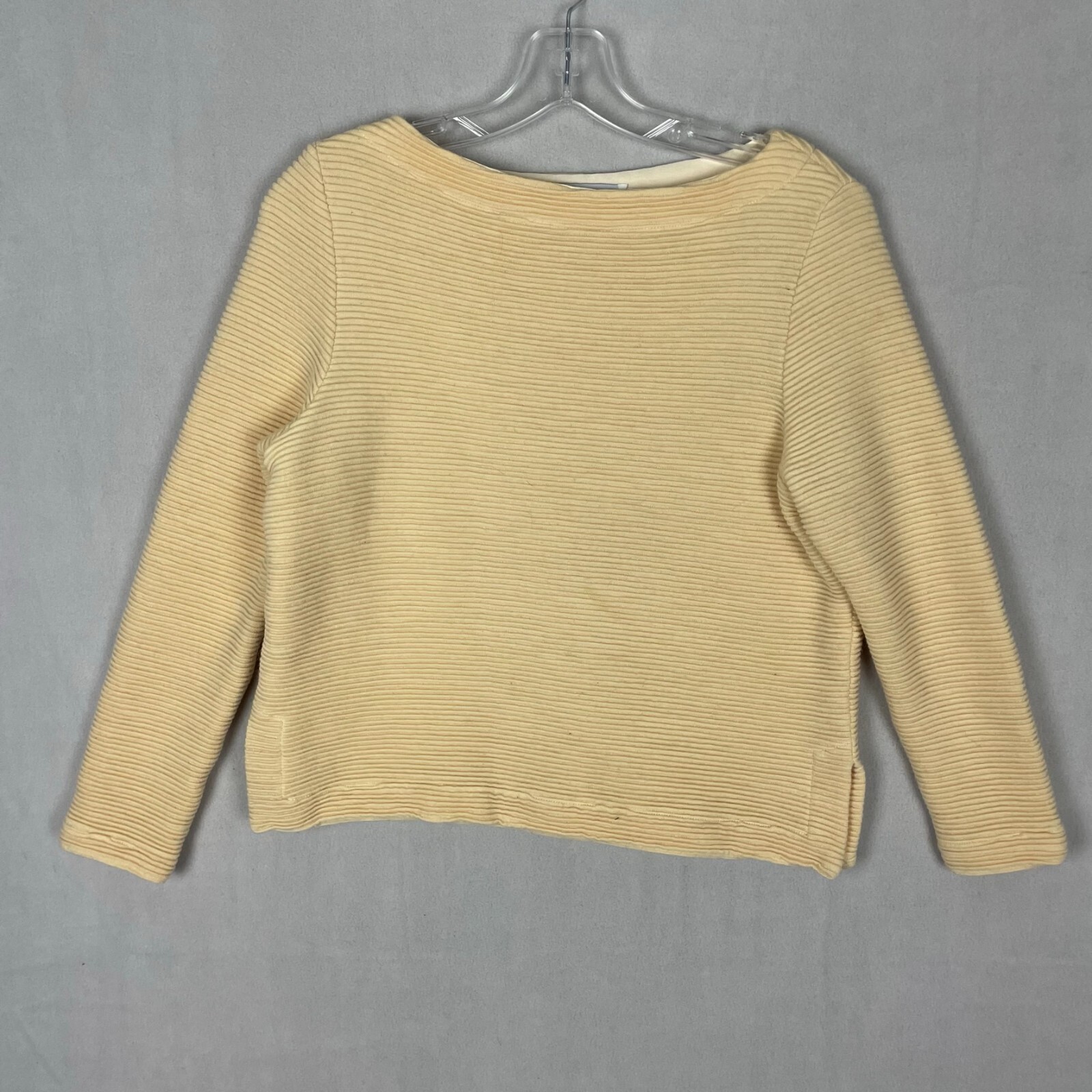 Vintage Miguel Cruz Women’s Top 100% Wool Sweater Ribbed Yellow