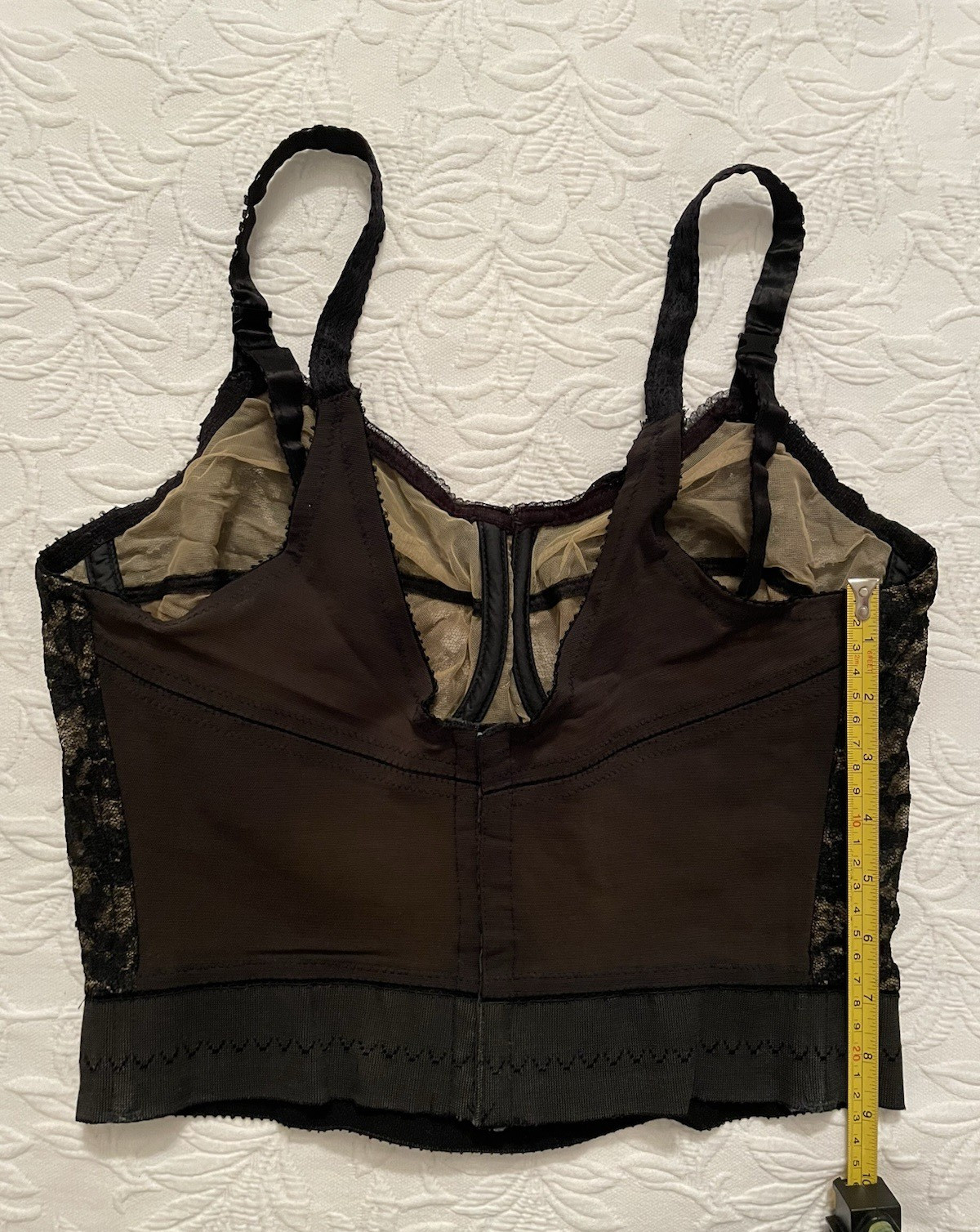 Vintage Rondeau original Lilyette bra 38 / 39 C Long line black lace Corset #679