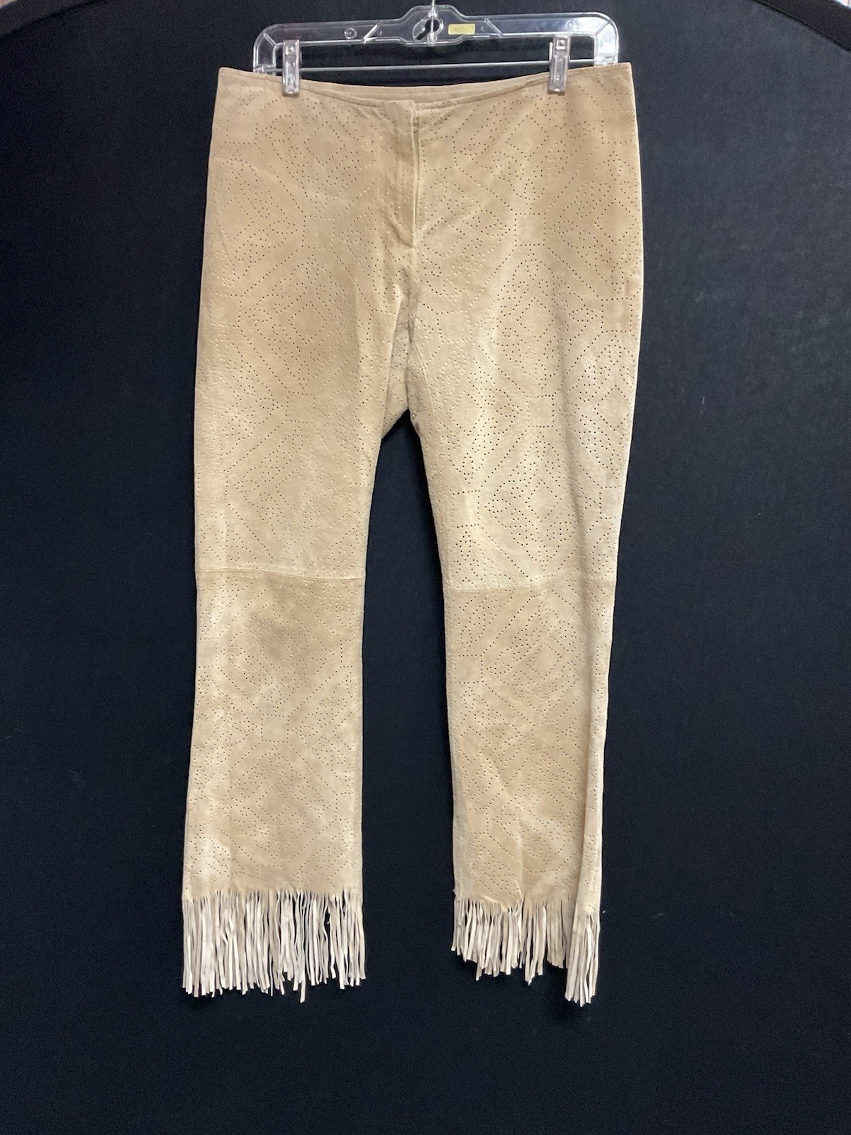 Wilson’s Suede Leather Pants Tooled Design Fringe Boho Hippie Size 6