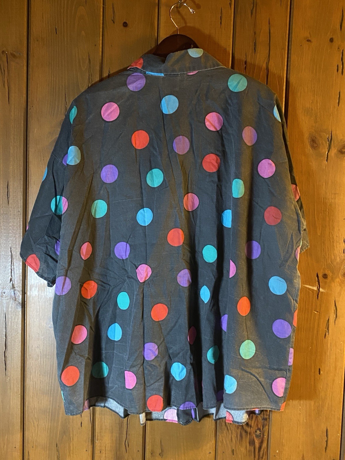 VTG 80s 90s Live It Up! Funky Colorful Polka Dot Oversized Shirt Blouse PLUS 28W