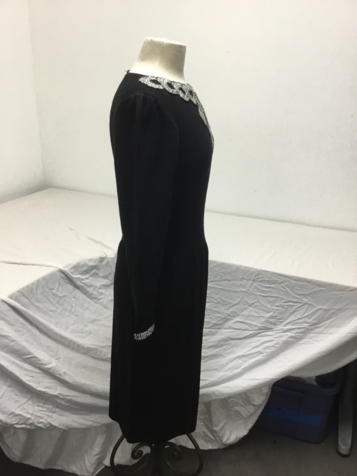 Don Sayres for Wellmore, Black Sweater Dress, Rhinestones, Sz 10, (SR549)