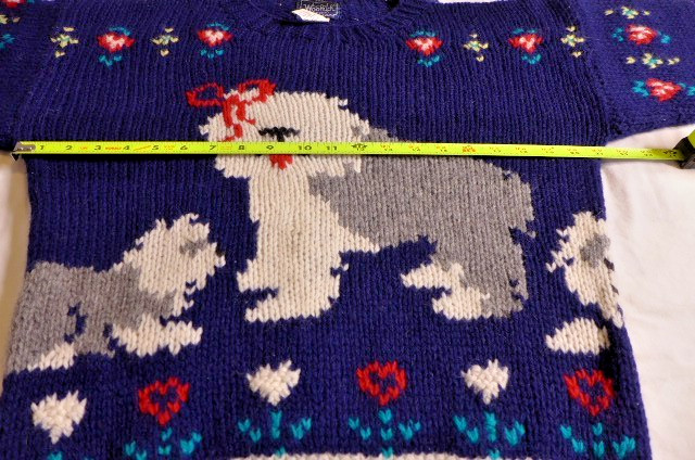 VTG Women’s 100% Wool 1980’s Woolrich Old English Sheepdog Crew Sweater Small
