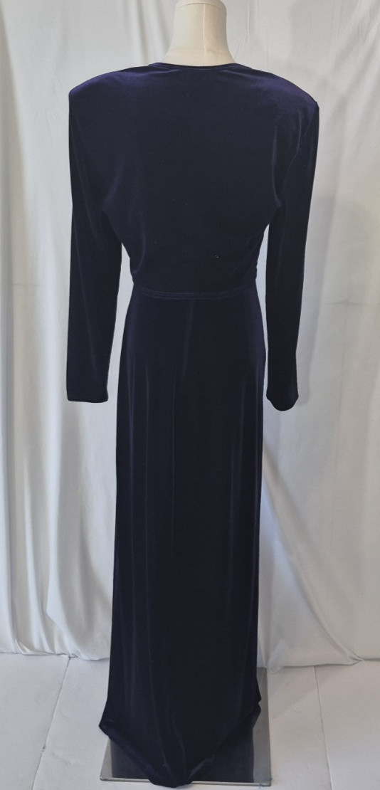 Vintage Y2K 90s ONYX Nite Purple Velvet Party Maxi Dress w/ Jacket US 8