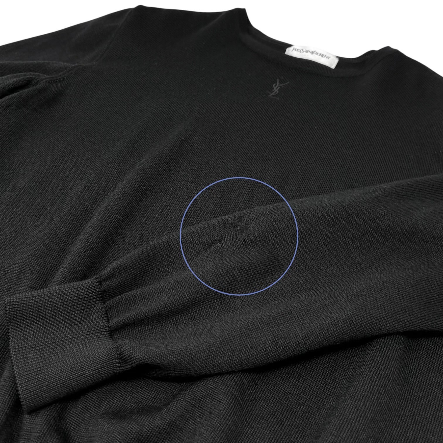 Yves Saint Laurent Vintage YSL Logo Knit Long Sleeve Top #M Black 901922