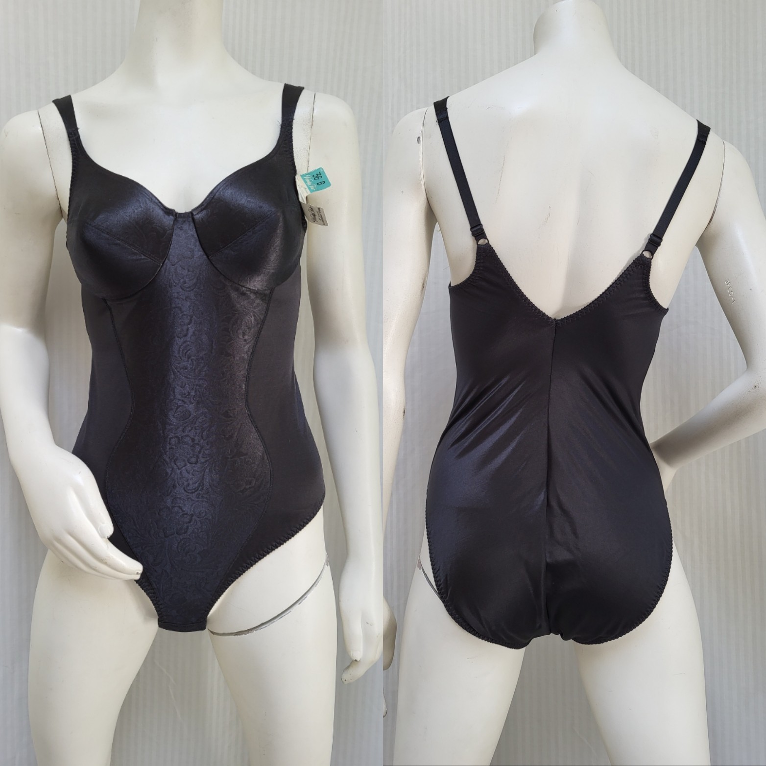 NWT Vanity Fair Black 36B 57142 Firm Control Tailored BodySleeks Body Briefer