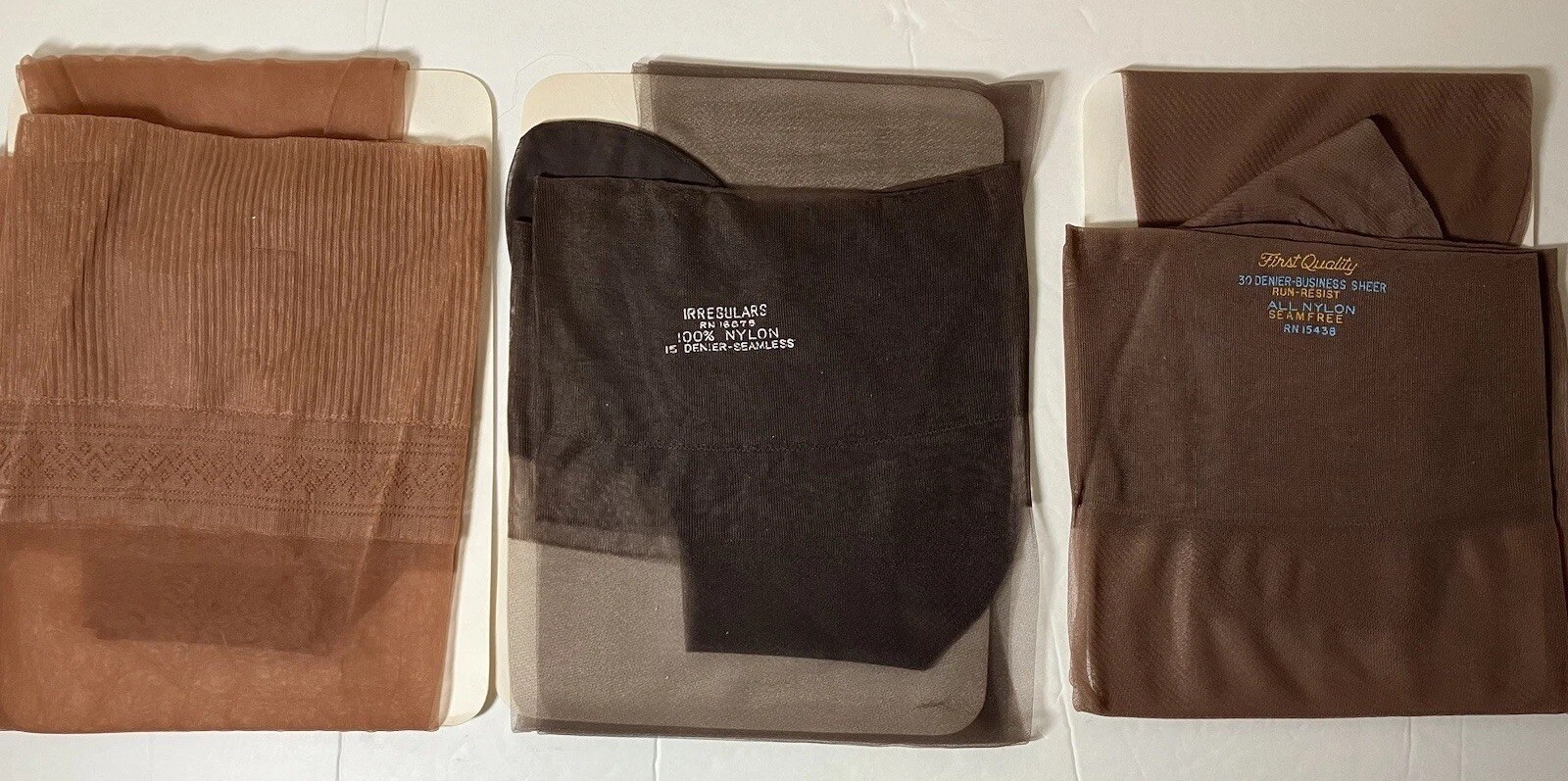 Vintage 1950 Hosiery Seamless Stockings Hosiery 9 1/2/“ 10 1/2” 3 Pairs 3 Colors