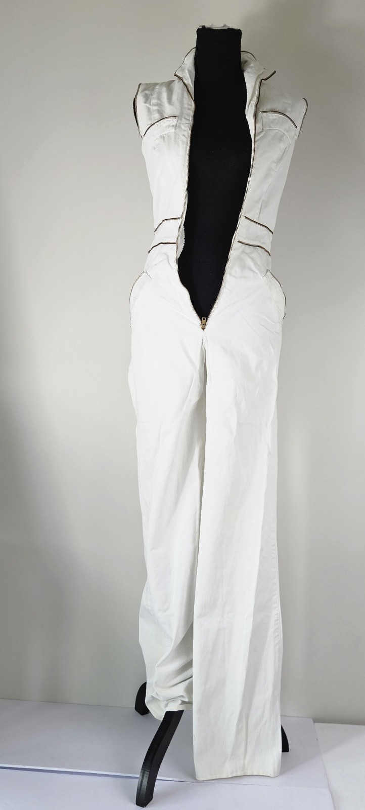 RARE Vintage 1970s Victory 1 Women’s White Denim Jumpsuit Size S/M TALON ZIPPER