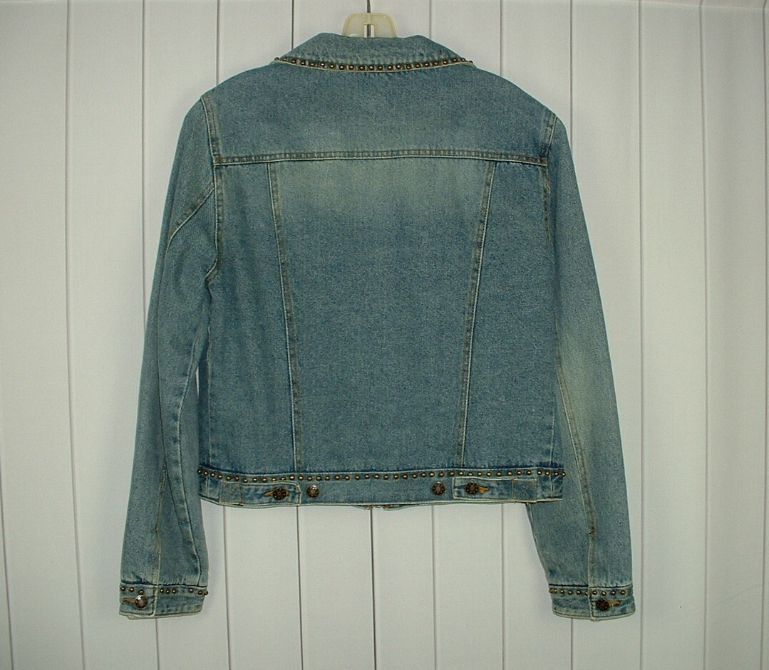 Women’s Vintage Giacca Gallery Company Brass Rivets Trimmed Lined Denim Jacket M