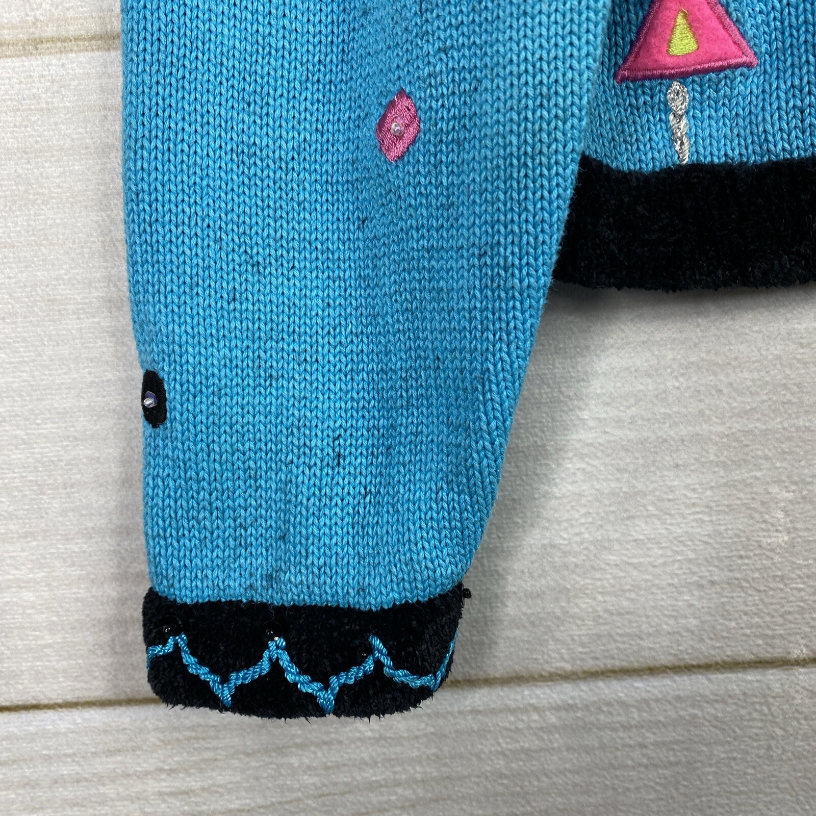 VTG 90s Jack B Quick Cardigan Sweater Womens Petite Medium PM Turquoise Sequins
