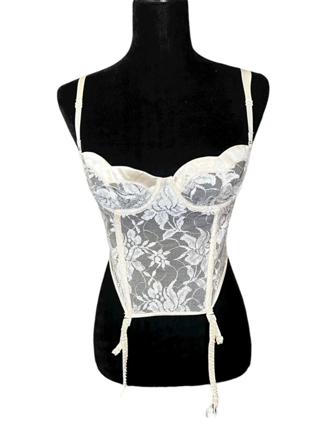 Victoria’s Secret 80s Gold Label Ivory Lace Corset Bustier Bra Top sz 36B