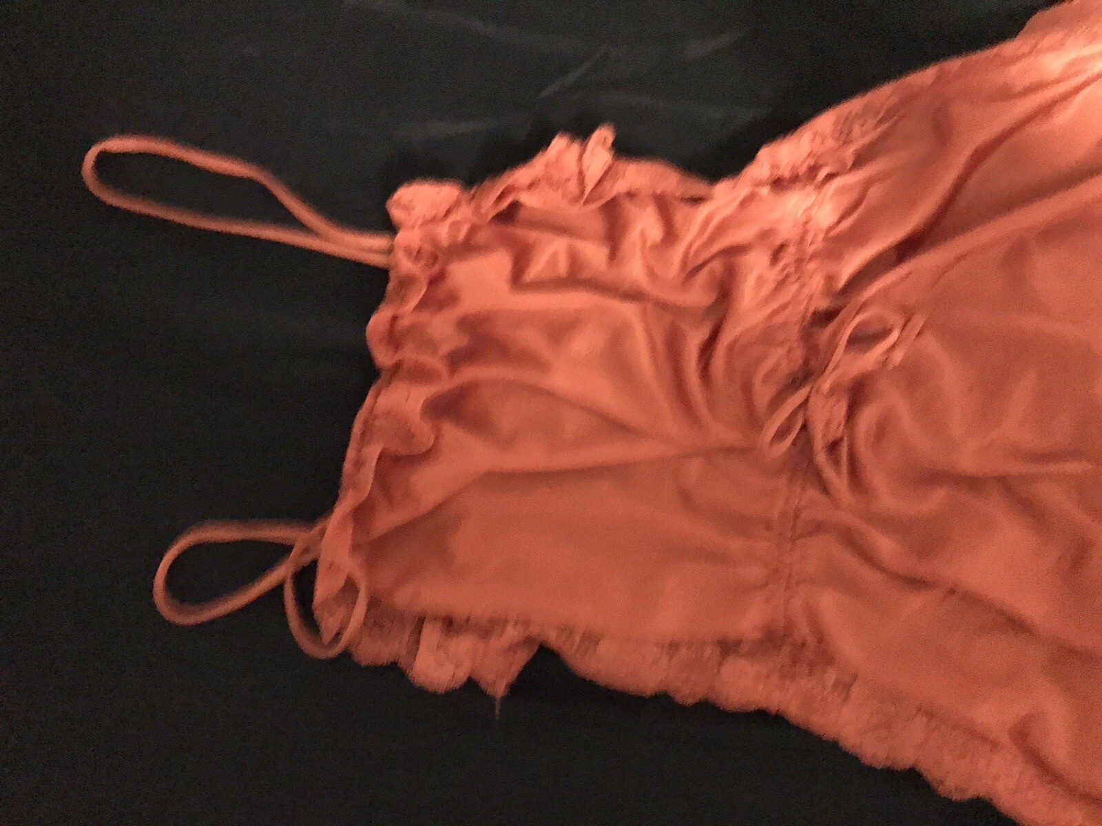 Vtg M Tall Lady Cameo Salmon Soft Nylon Nightgown Negligee Gown Lace