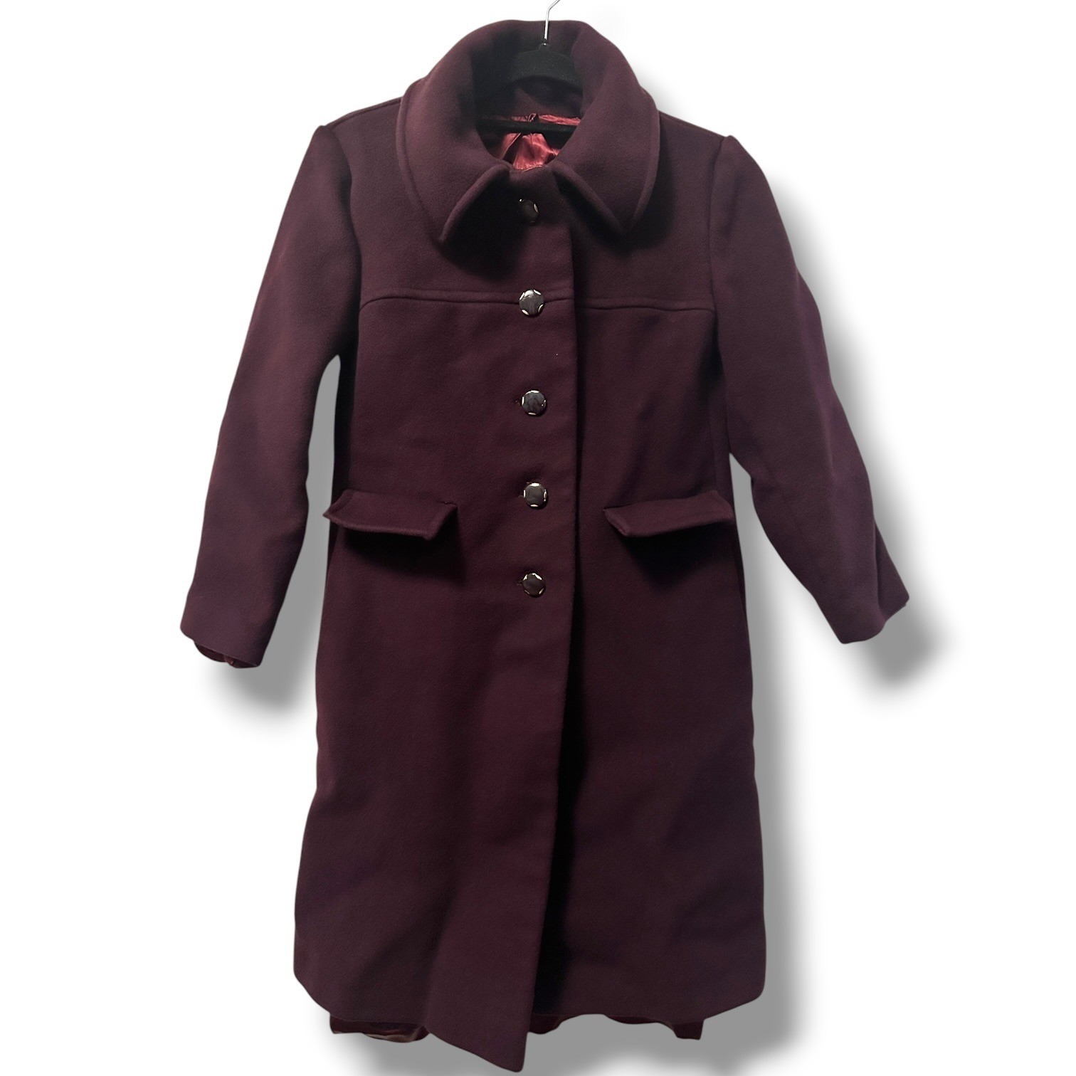 Lorendale Pure Wool Lined Long Mid Length Coat Vintage Heavy Purple S Martingale