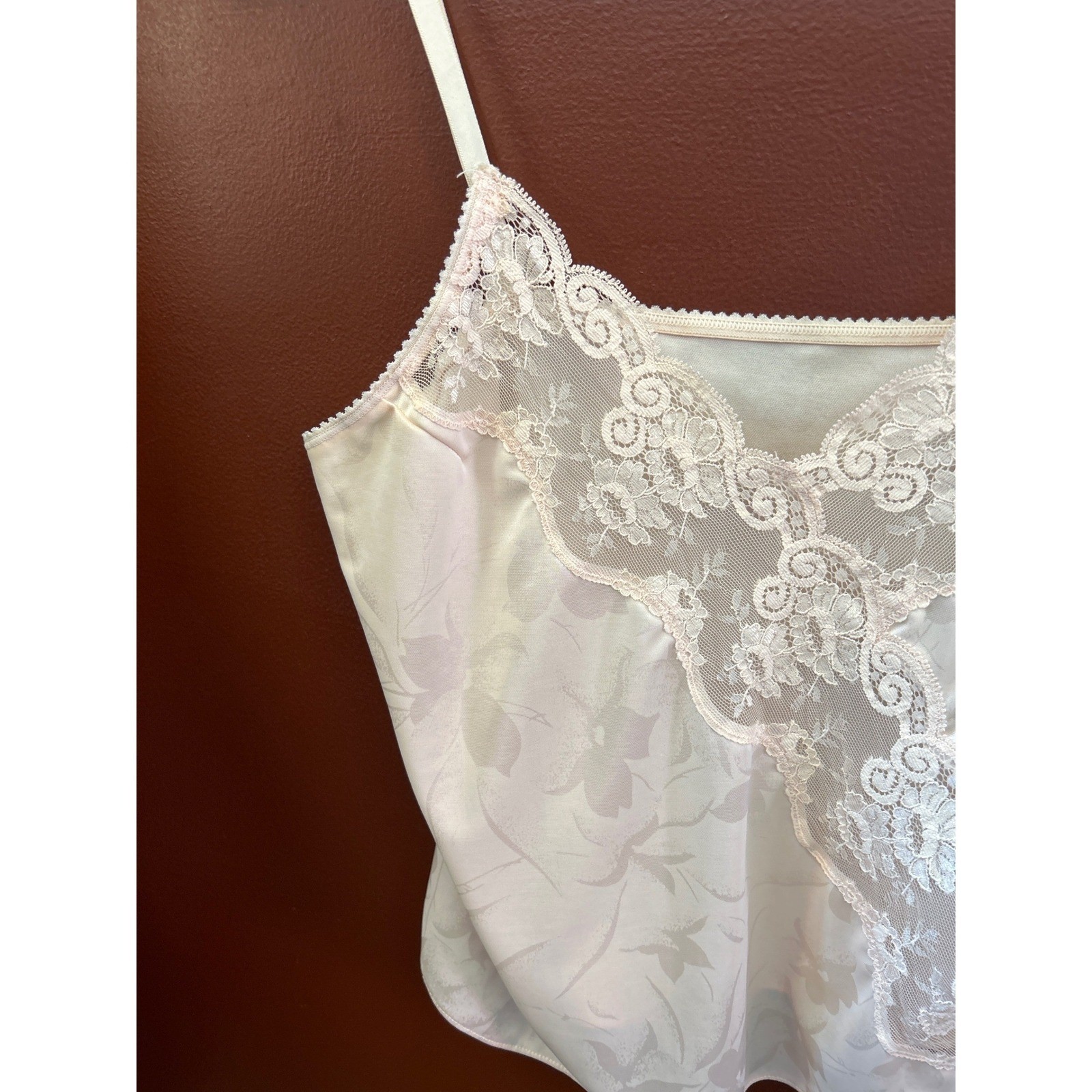 90s JCPenney Camisole Coquette Balletcore Regencycore Cream Lace Satin Top SM