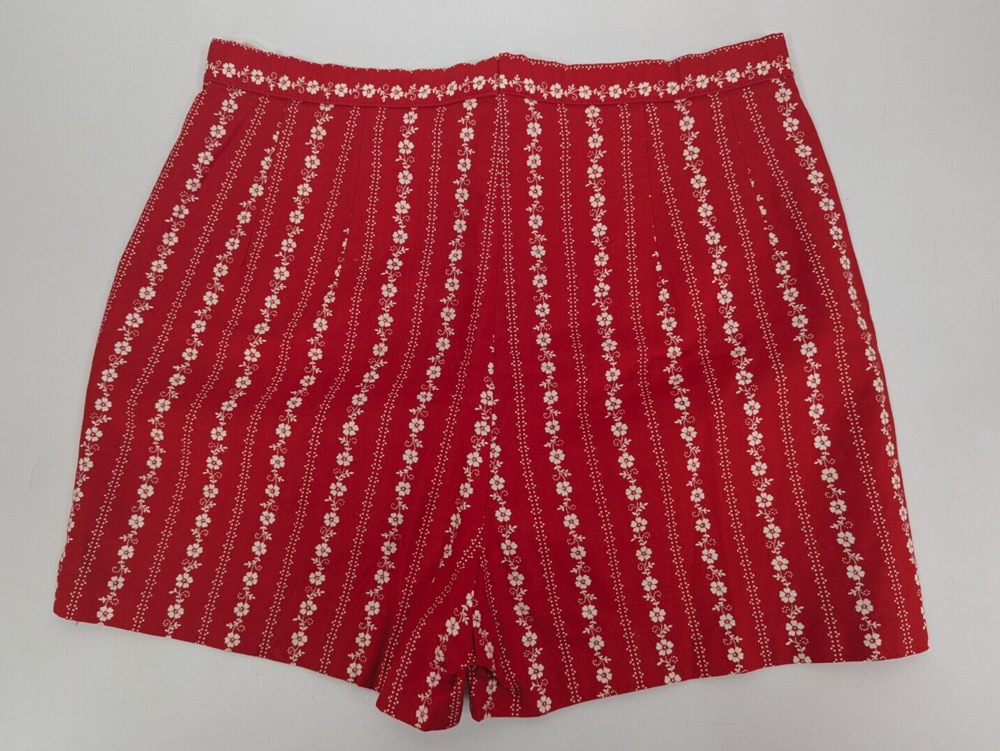 Vintage Lucie Linden Red Floral 3pc Vest Top Skirt Shorts Set Size 48